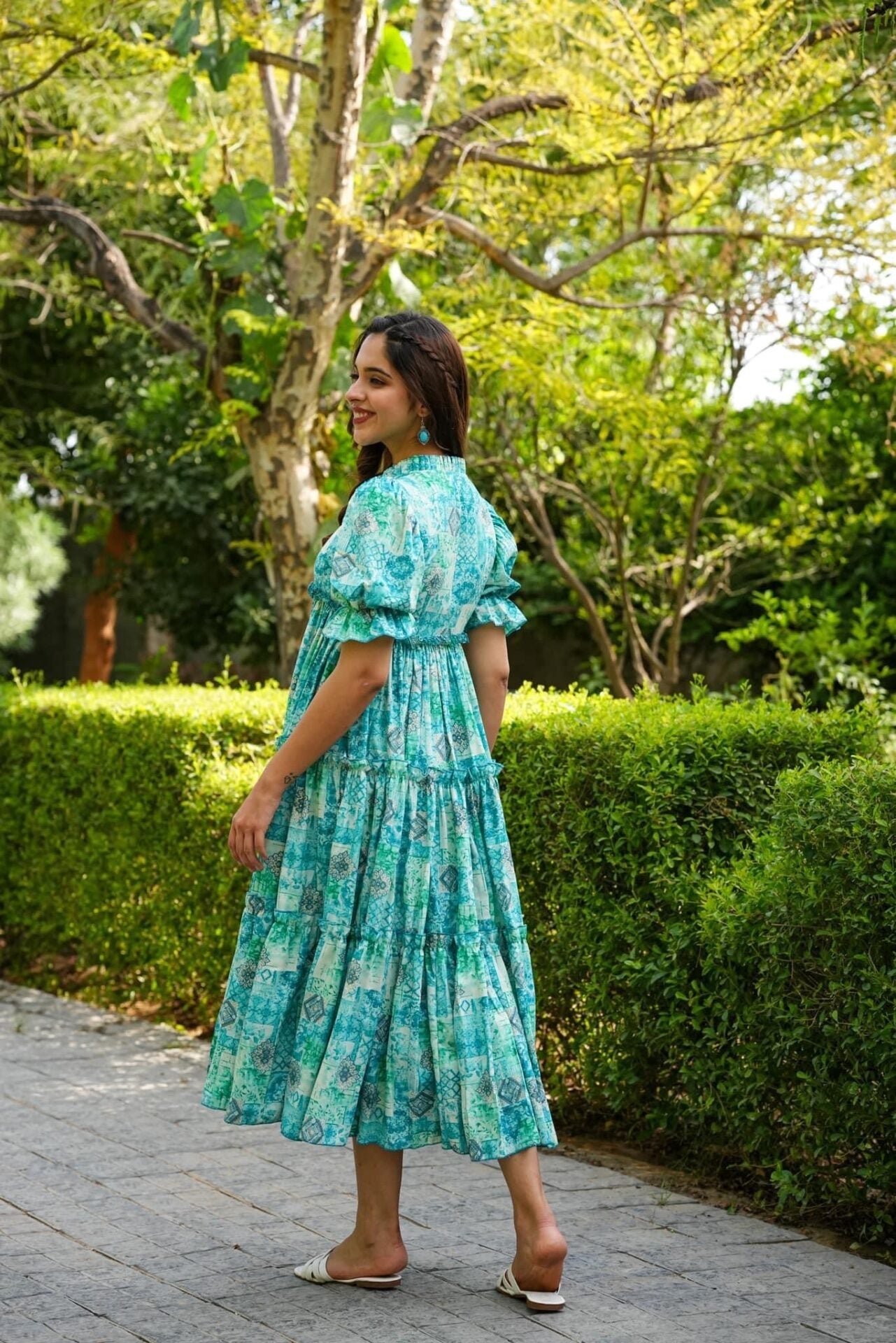Monet Green Rayon Dress