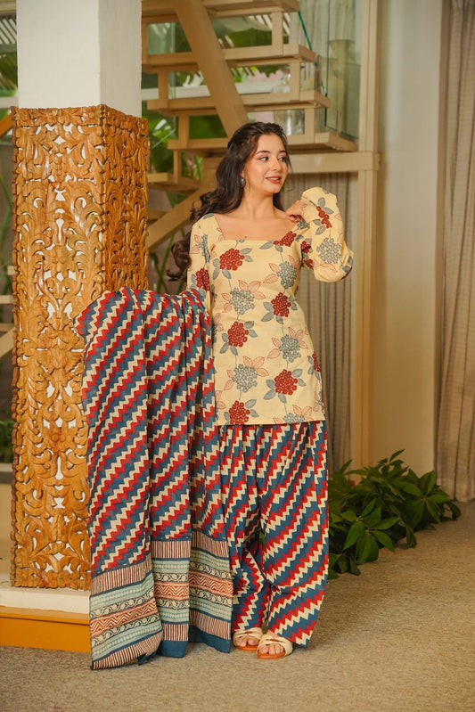 Zaina Cotton Corset Back Farshi Salwar Set