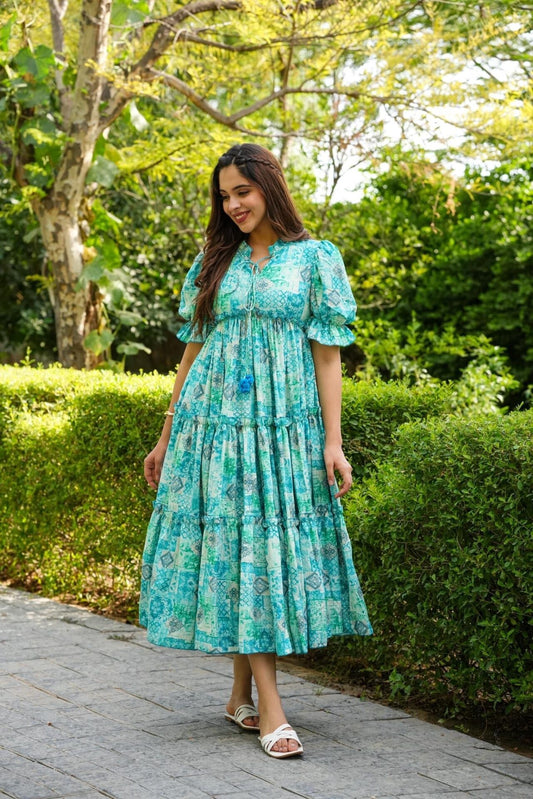 Monet Green Rayon Dress