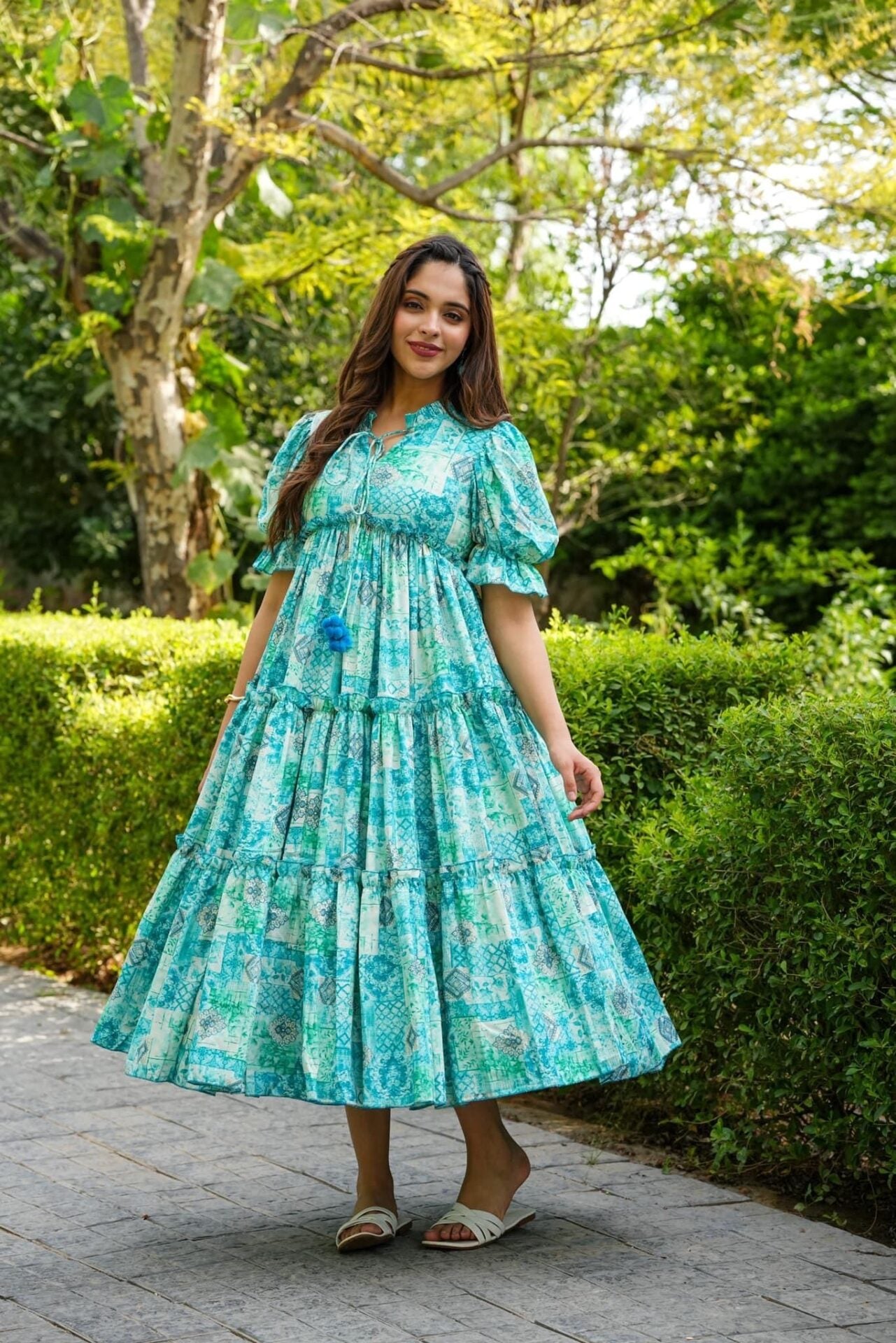 Monet Green Rayon Dress