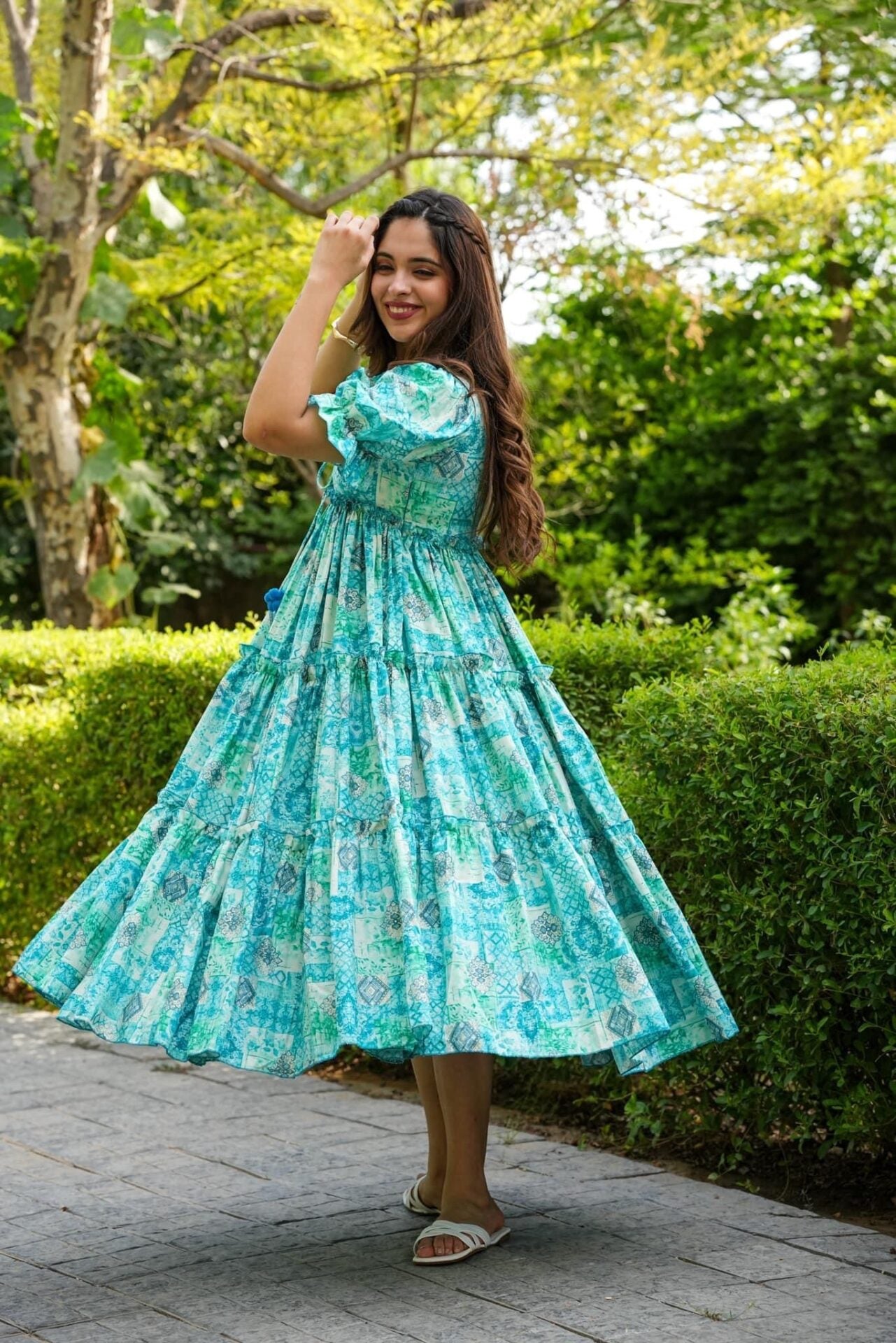 Monet Green Rayon Dress