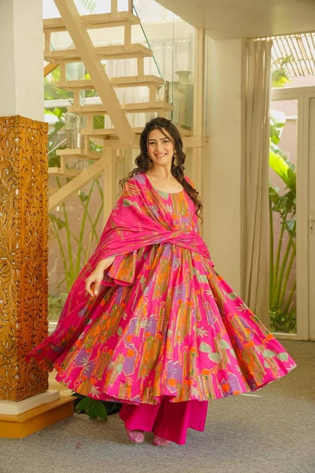 Pritika Pink Cotton Anarkali Suit Set