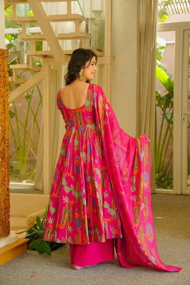 Pritika Pink Cotton Anarkali Suit Set