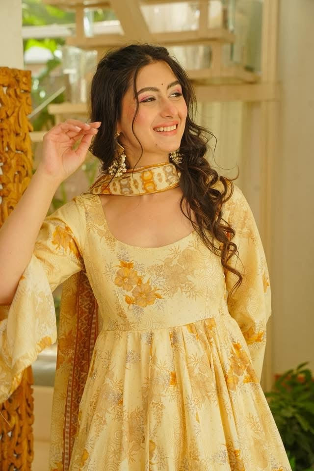 Akruti Pastel Cotton Anarkali Suit Set
