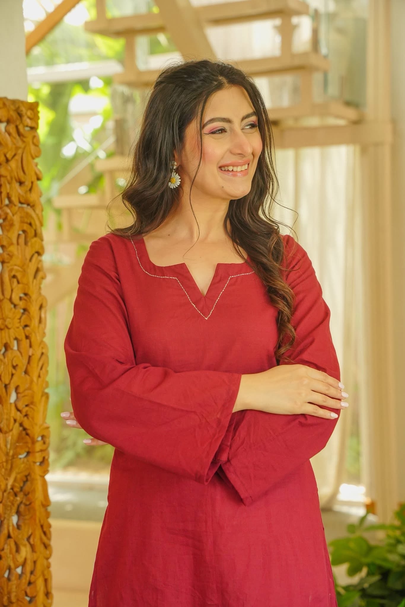 Nighara Marroon Cotton Farshi Salwar Set