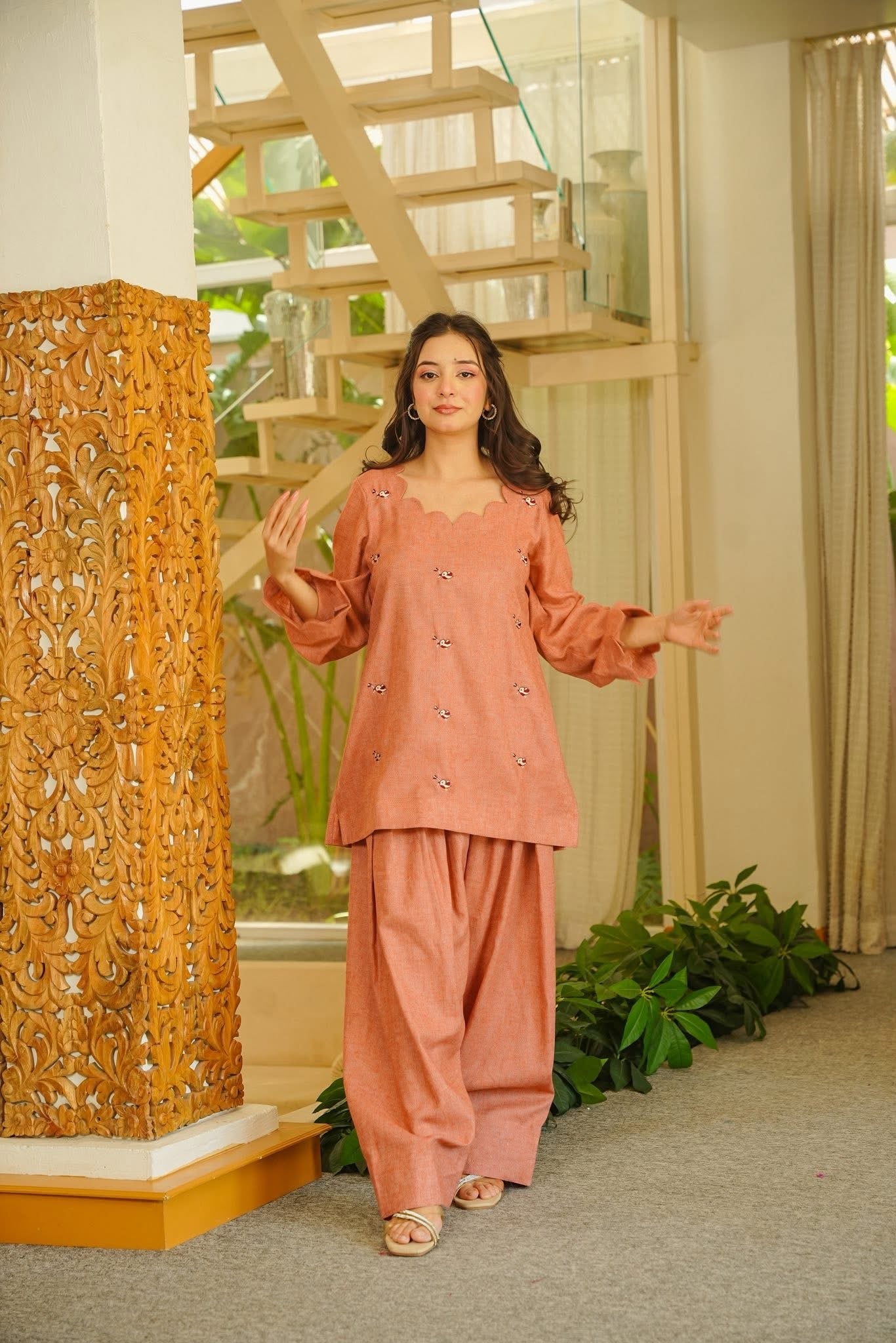 Ibraa Pink Cotton Farshi Salwar Set