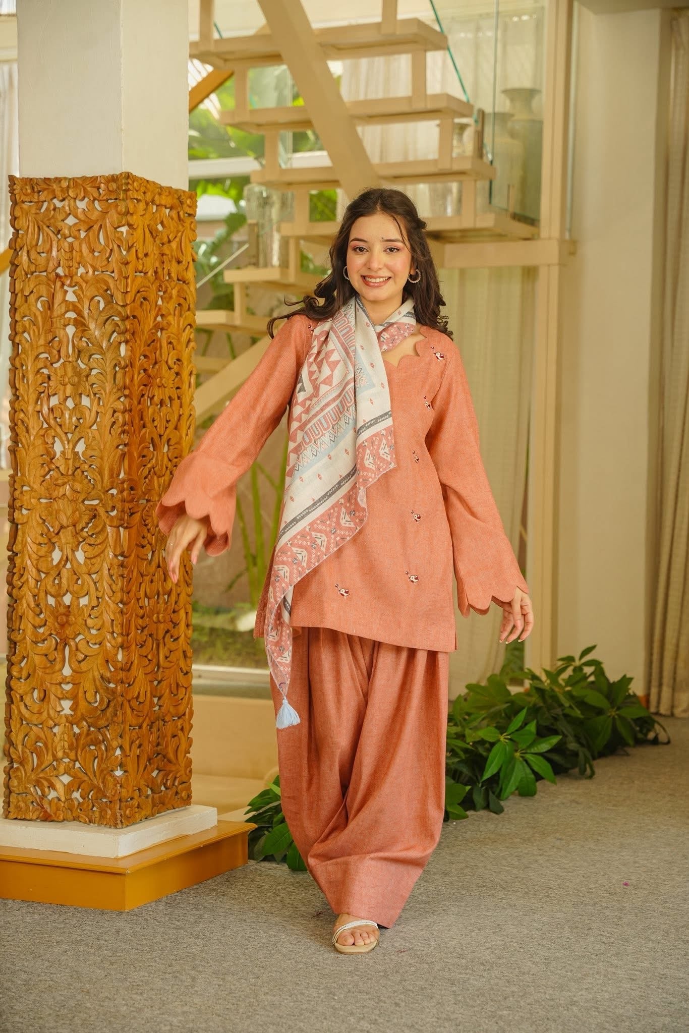 Ibraa Pink Cotton Farshi Salwar Set