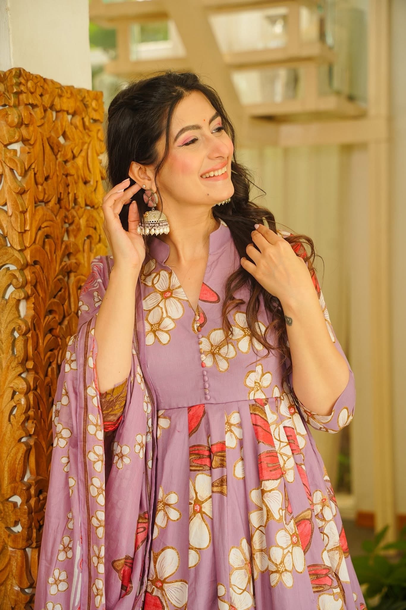Ifza Cotton Anarkali Suit Set