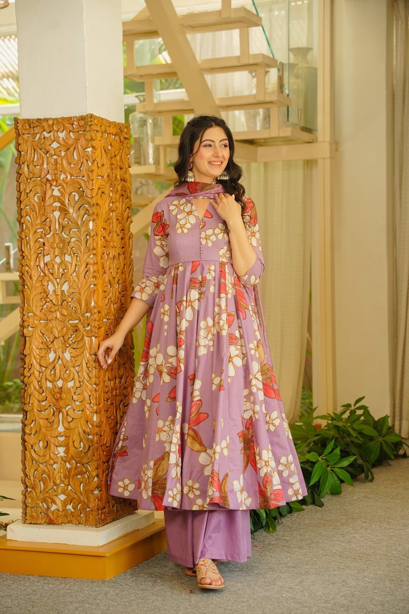 Ifza Cotton Anarkali Suit Set