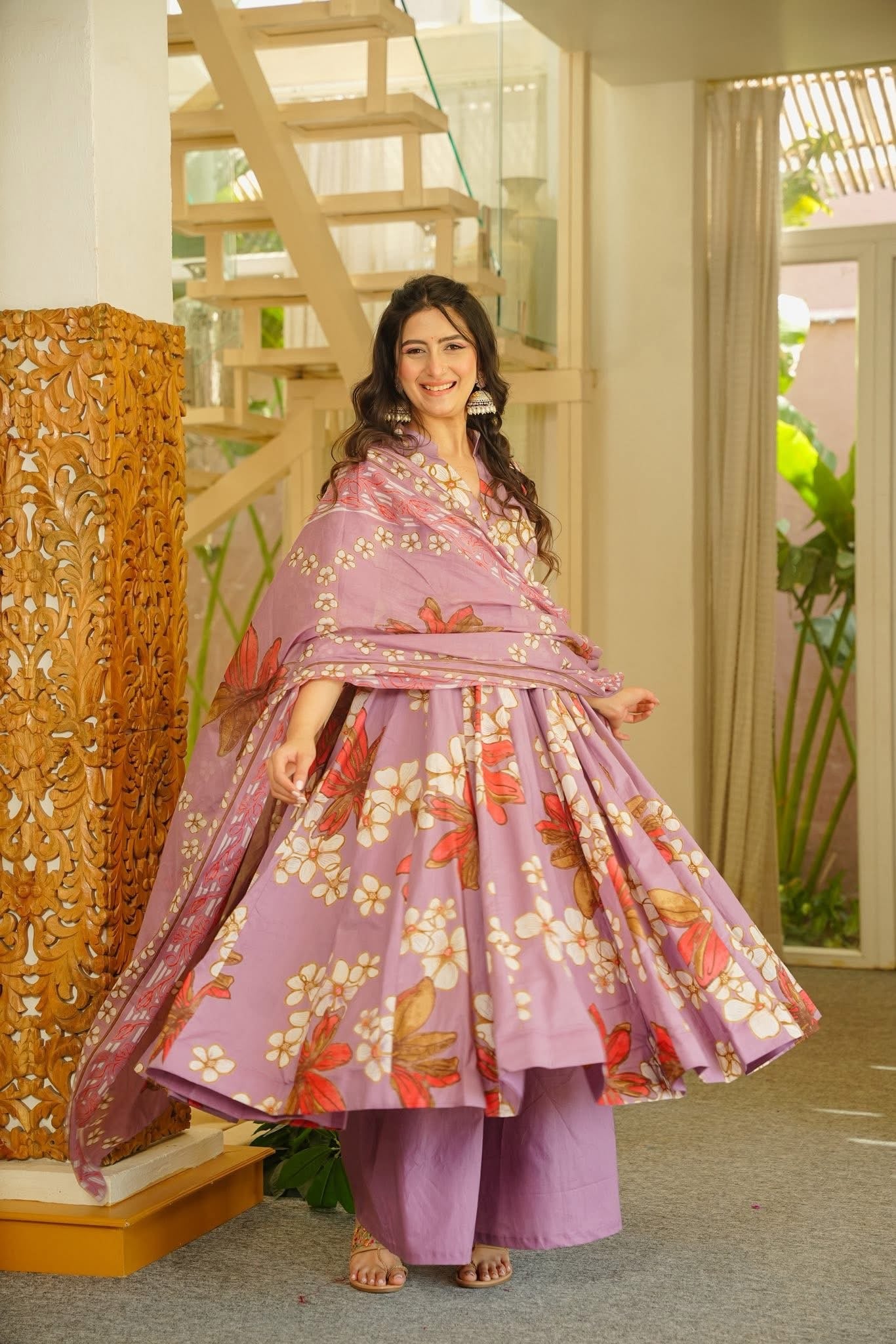 Ifza Cotton Anarkali Suit Set