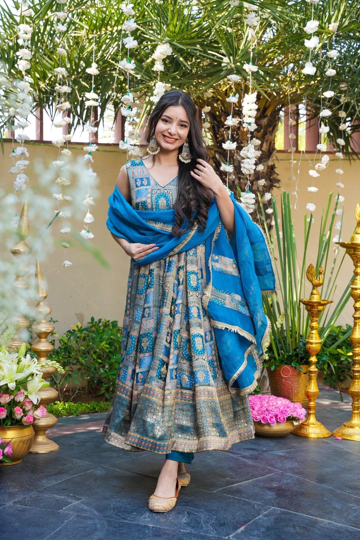 Saanjariya Blue Wedding Wear Anarkali Suit Set