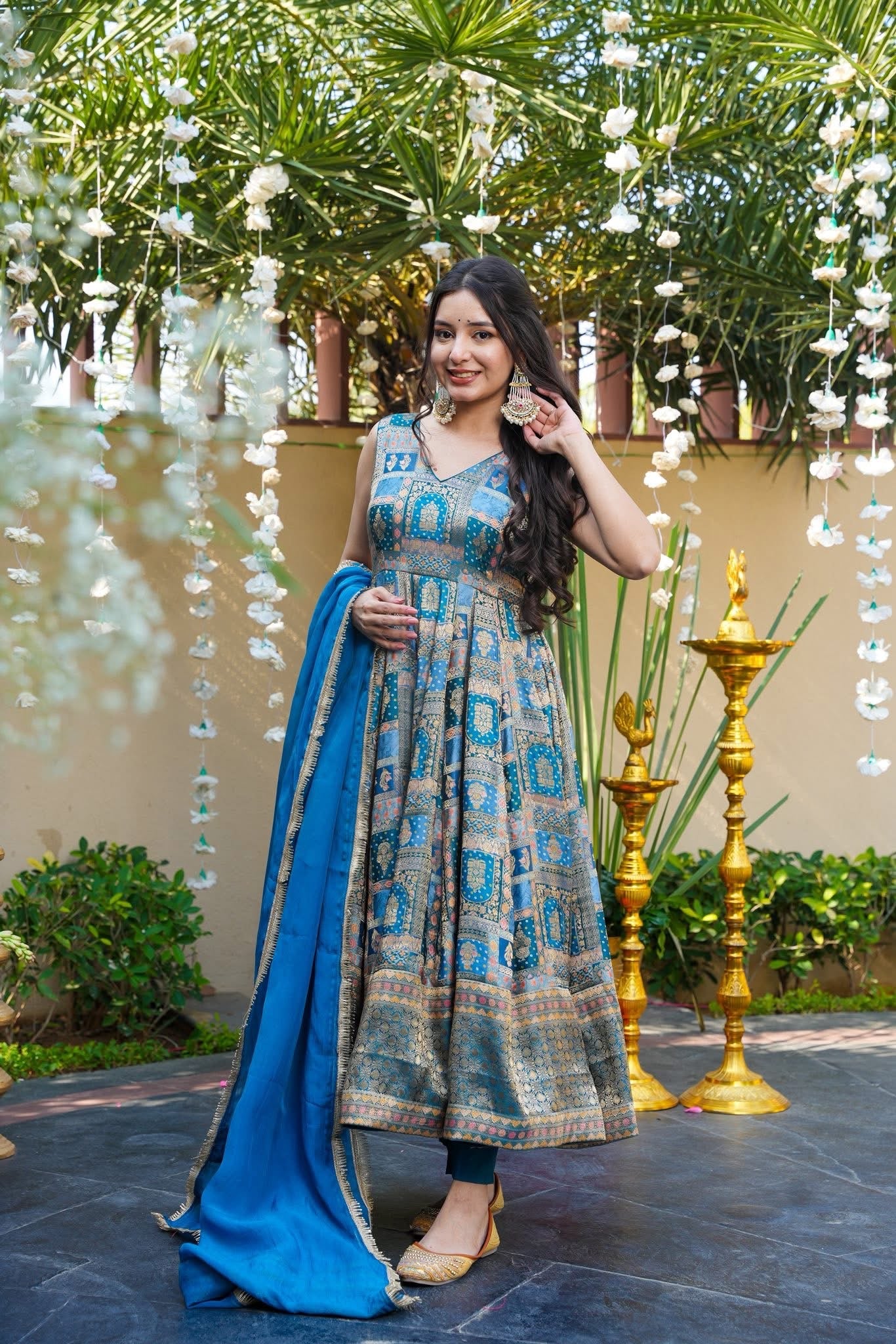 Saanjariya Blue Wedding Wear Anarkali Suit Set