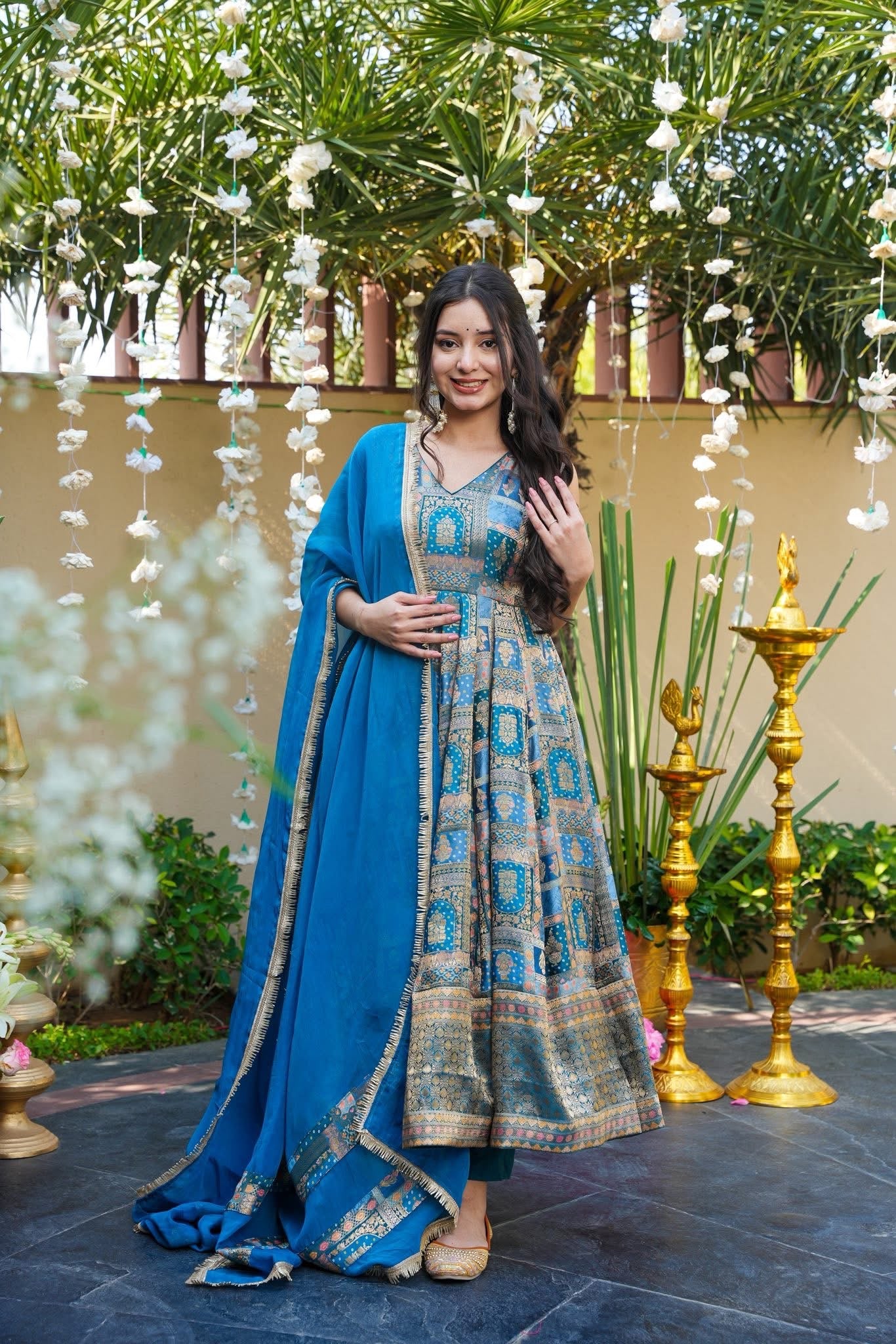 Saanjariya Blue Wedding Wear Anarkali Suit Set