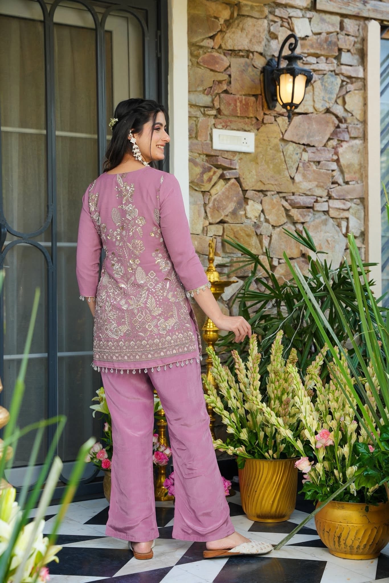 Pink Stardust Heavy Georgette Co-Ord Set