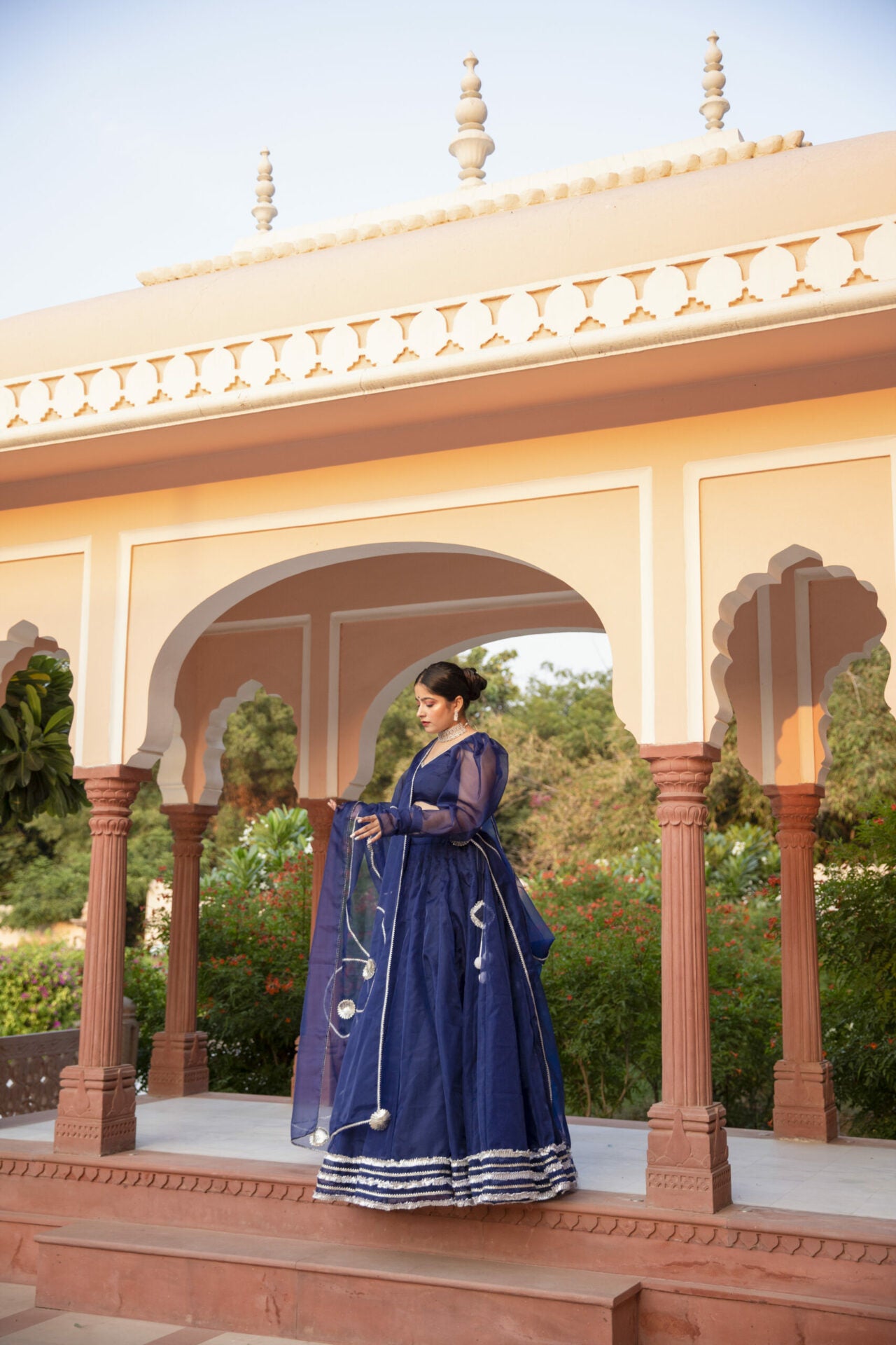 NAVY BLUE ORGANZA LEHENGA SET