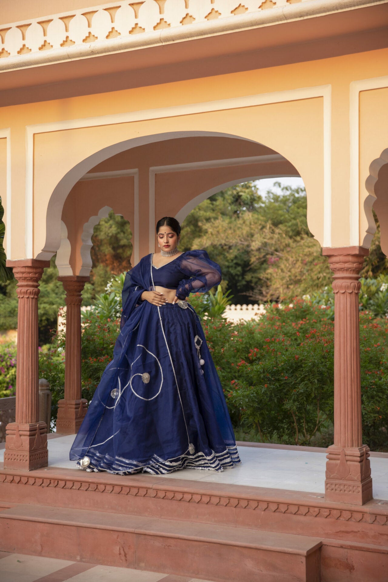 NAVY BLUE ORGANZA LEHENGA SET