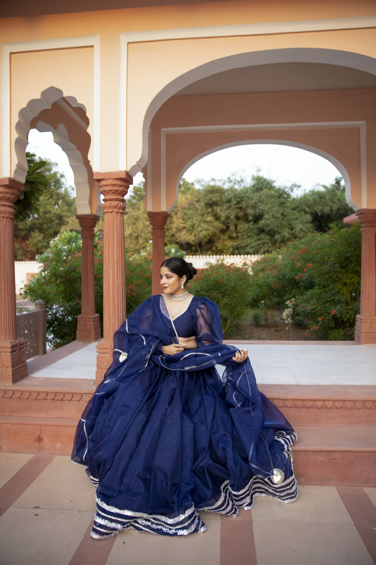 NAVY BLUE ORGANZA LEHENGA SET