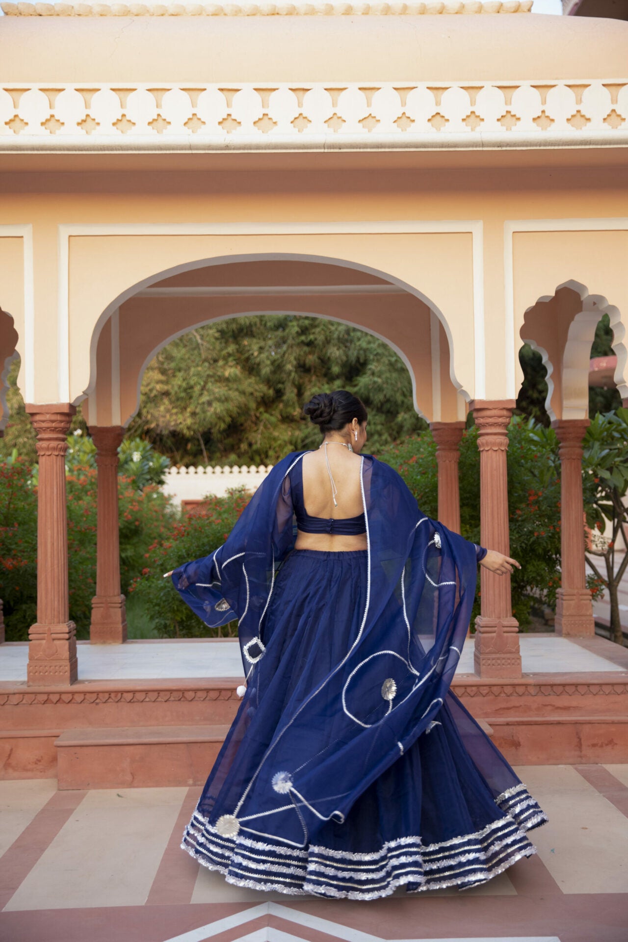 NAVY BLUE ORGANZA LEHENGA SET