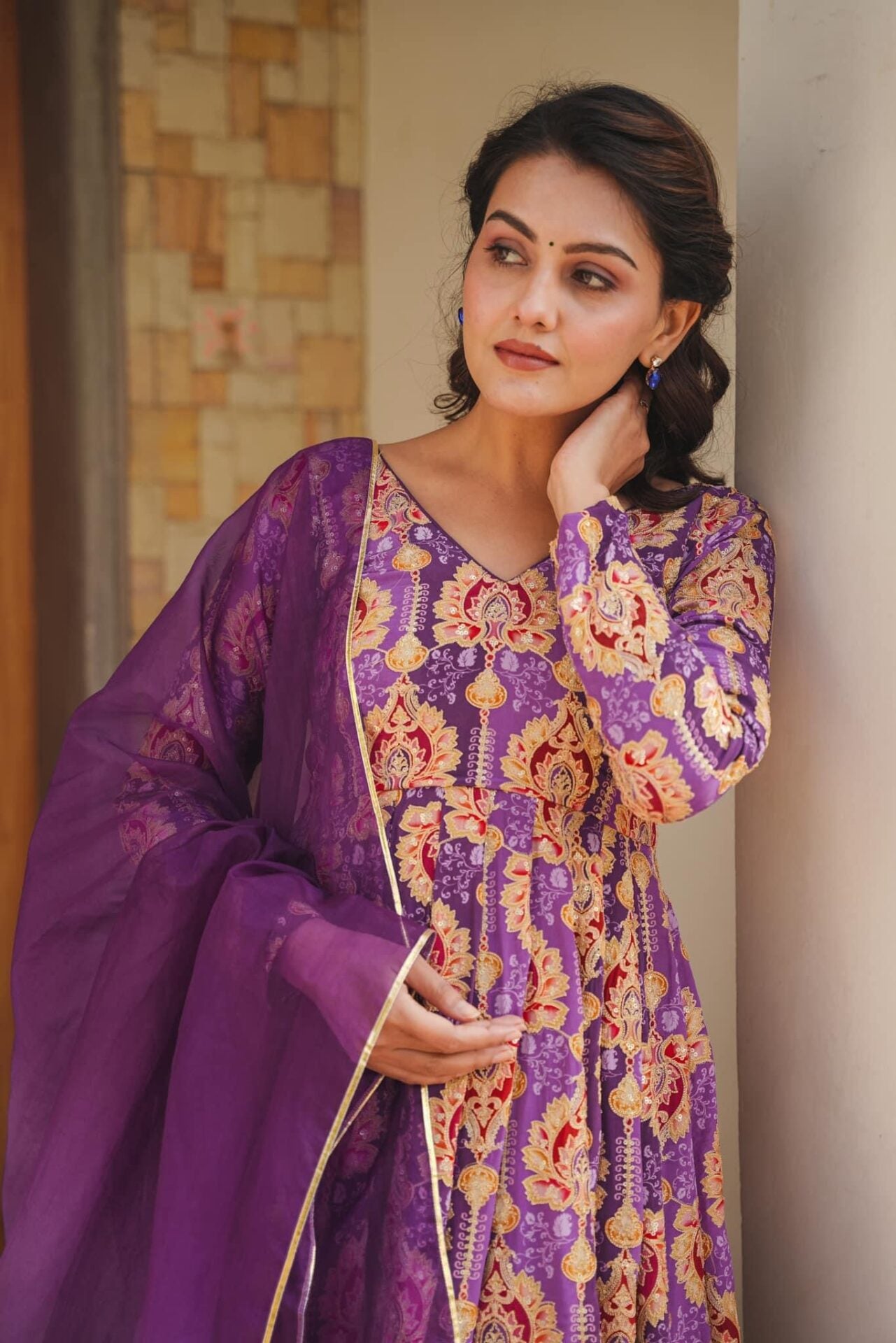 PRANAVI PURPLE HEAVY SUIT SET