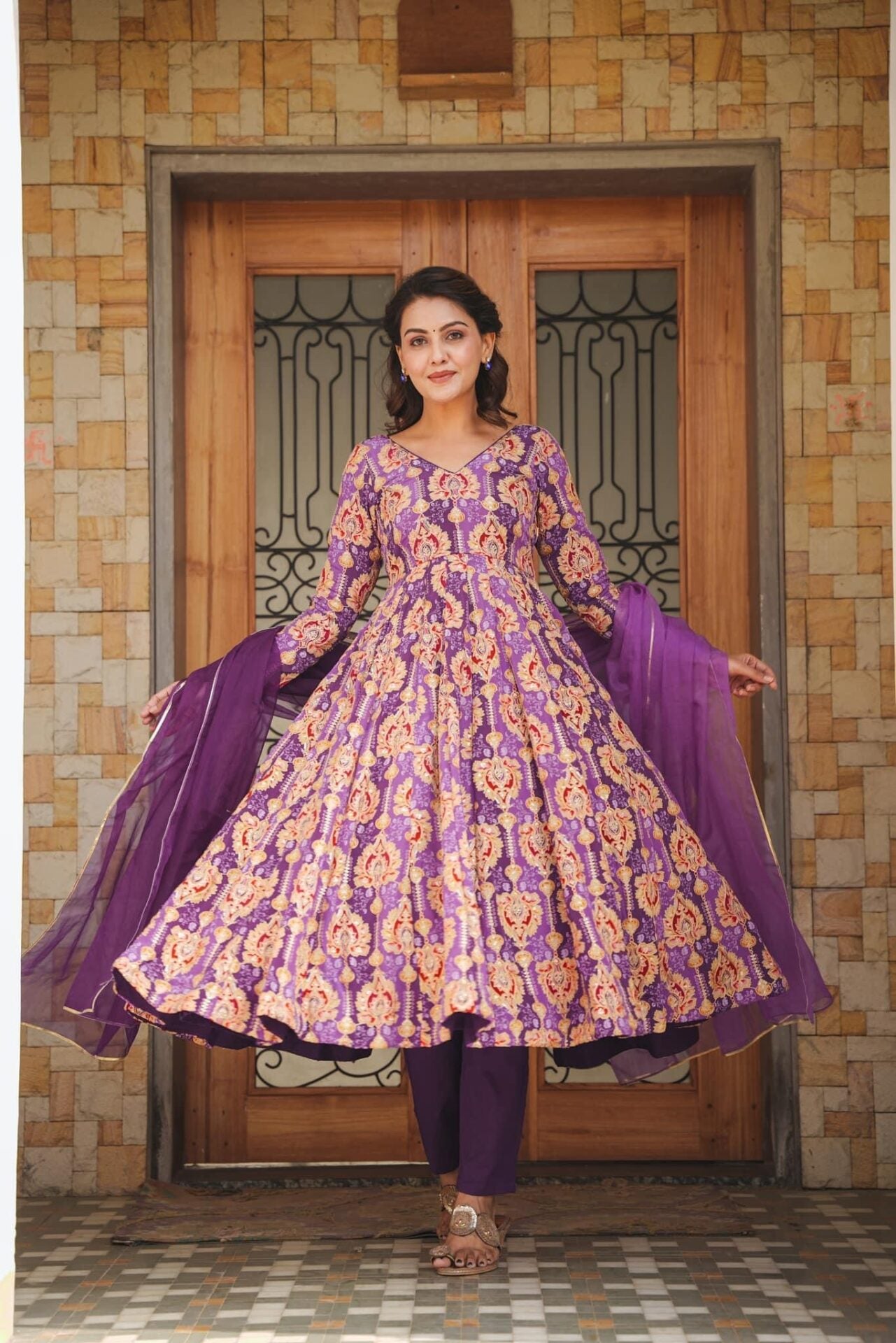 PRANAVI PURPLE HEAVY SUIT SET