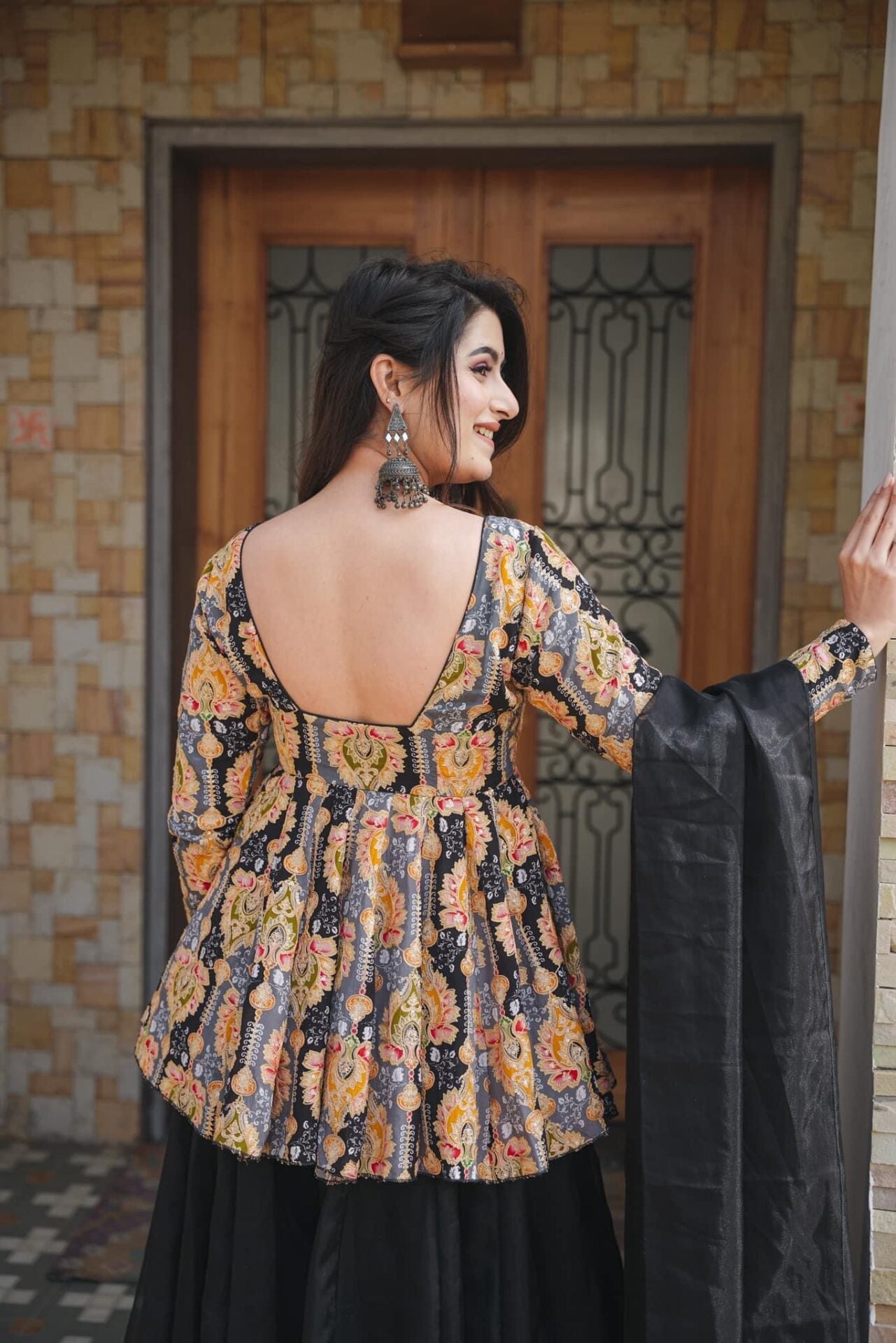 IDHITRI BLACK KURTA-PALAZZO SET