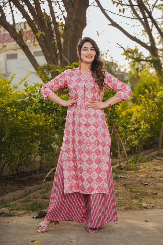 CARNATION PINK KURTA-PALAZZO SET