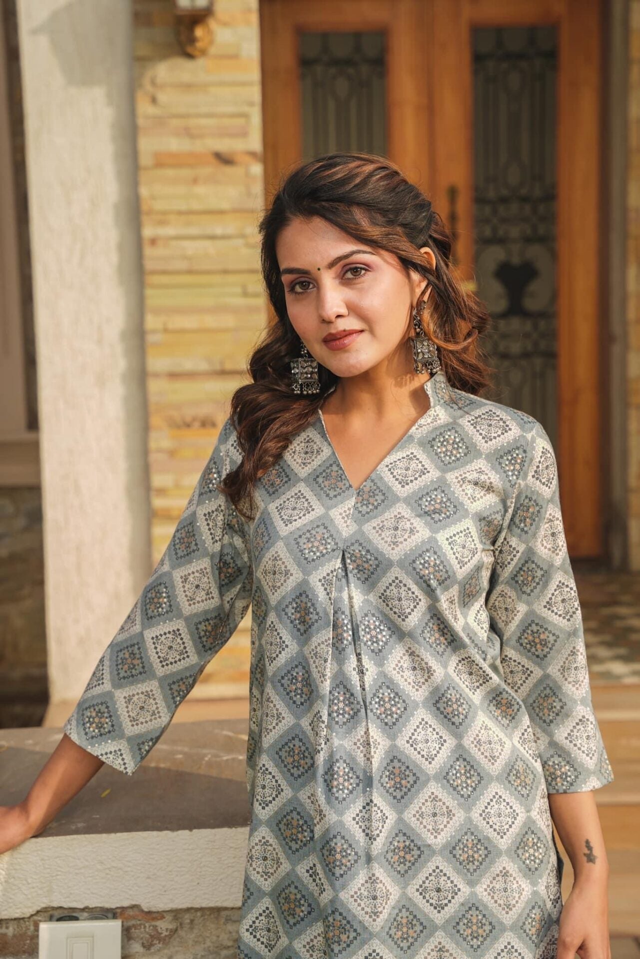 HARBOR GREY KURTA-PALAZZO SET