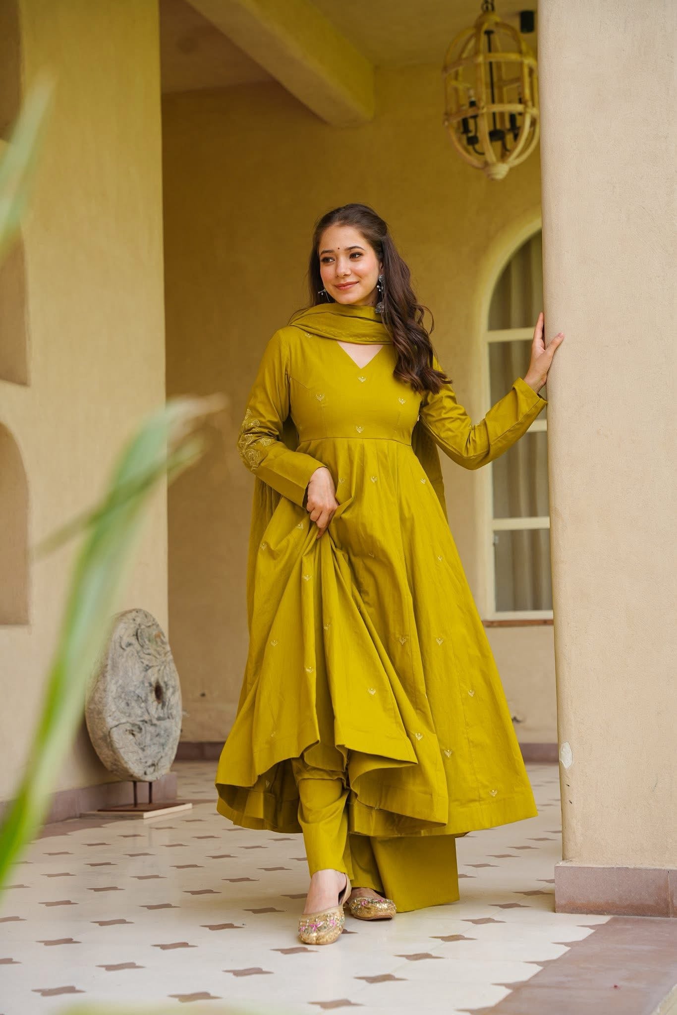 Tiana Mustard Anarkali Suit Set