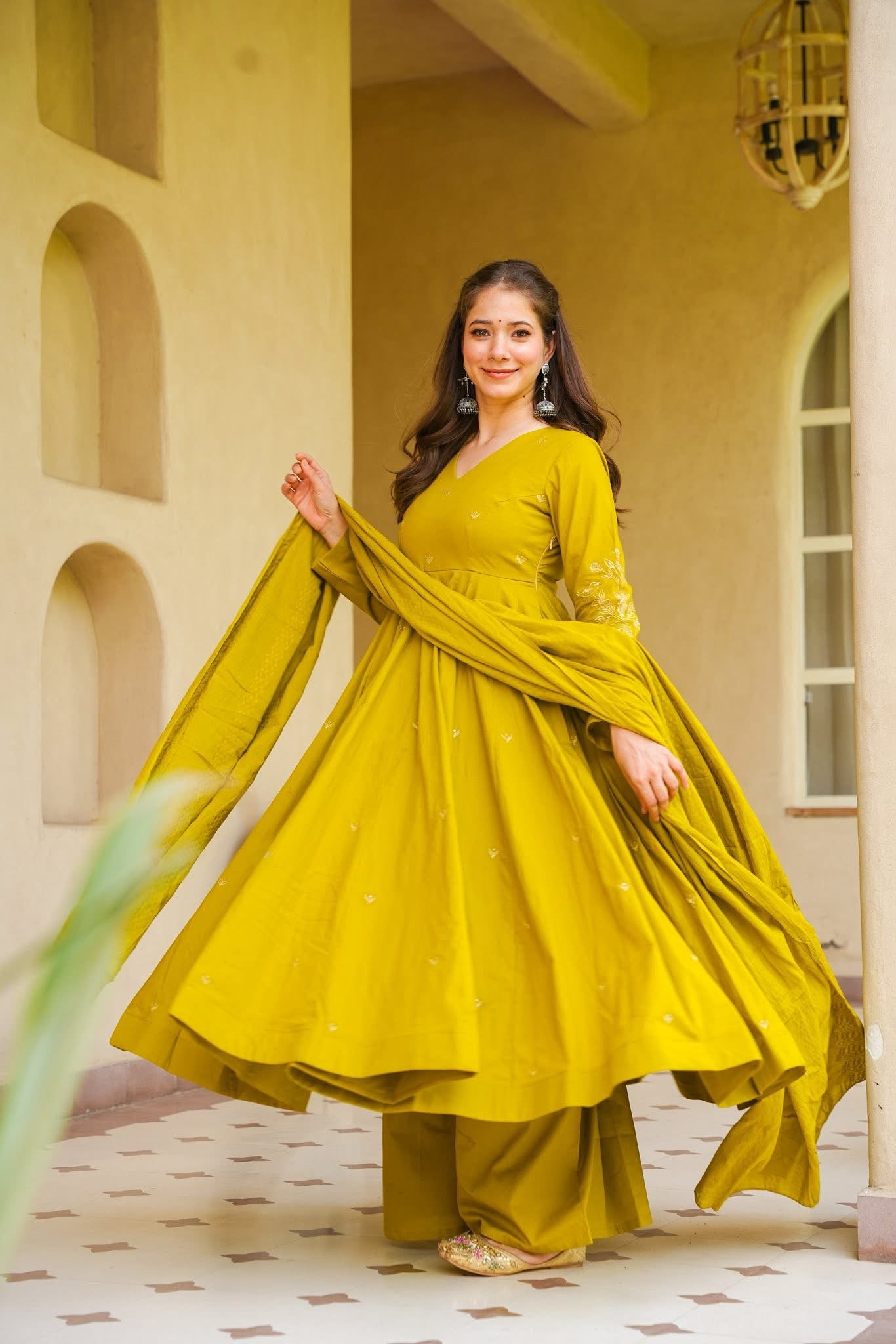 Tiana Mustard Anarkali Suit Set