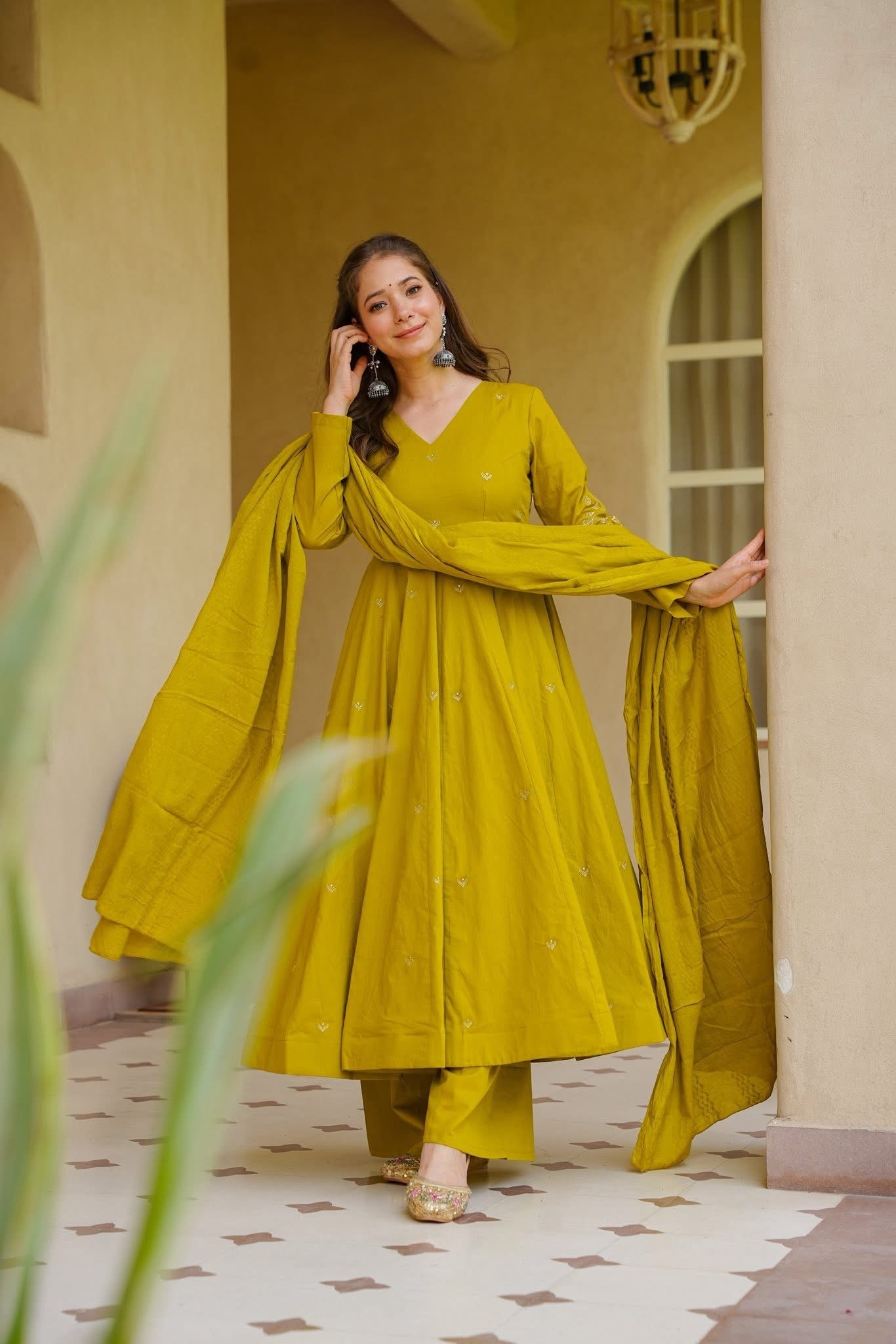 Tiana Mustard Anarkali Suit Set