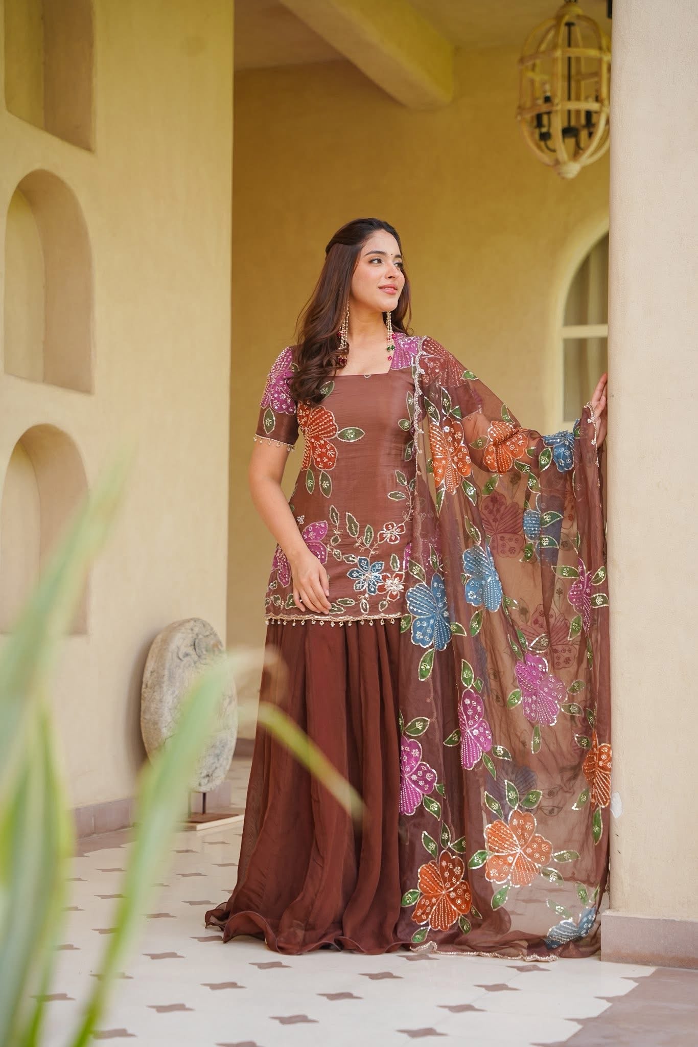 Avereen Brown Heavy Kurta Set
