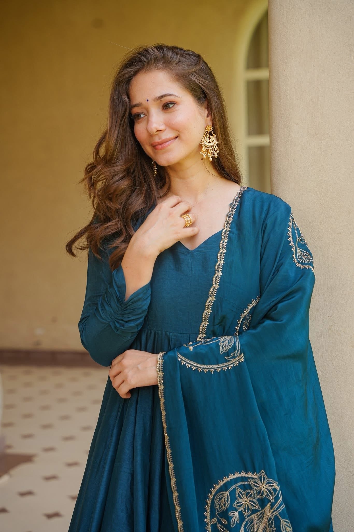 Tasneem Teal Anarkali Suit Set