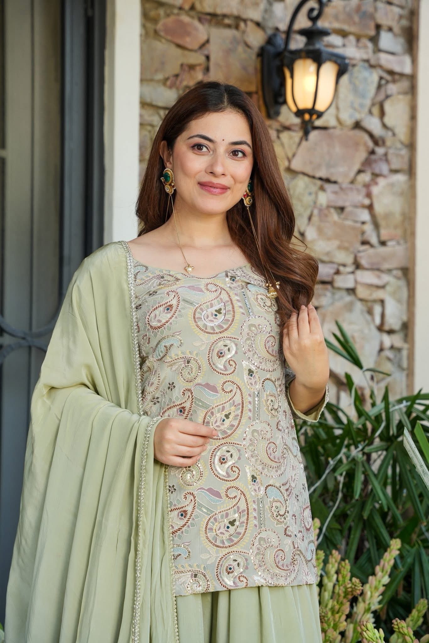 Shine Whisper Embellished Sharara Set