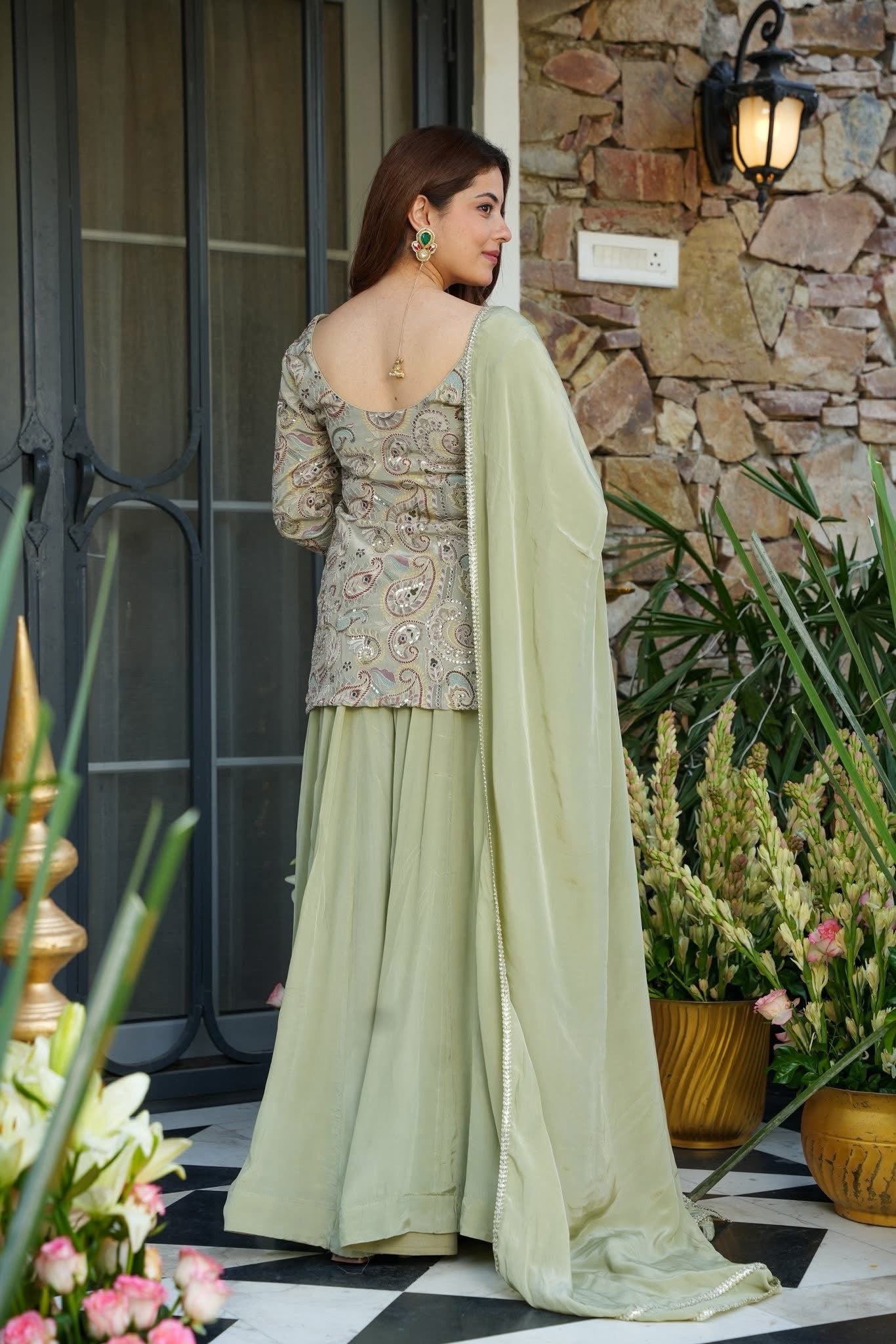 Shine Whisper Embellished Sharara Set