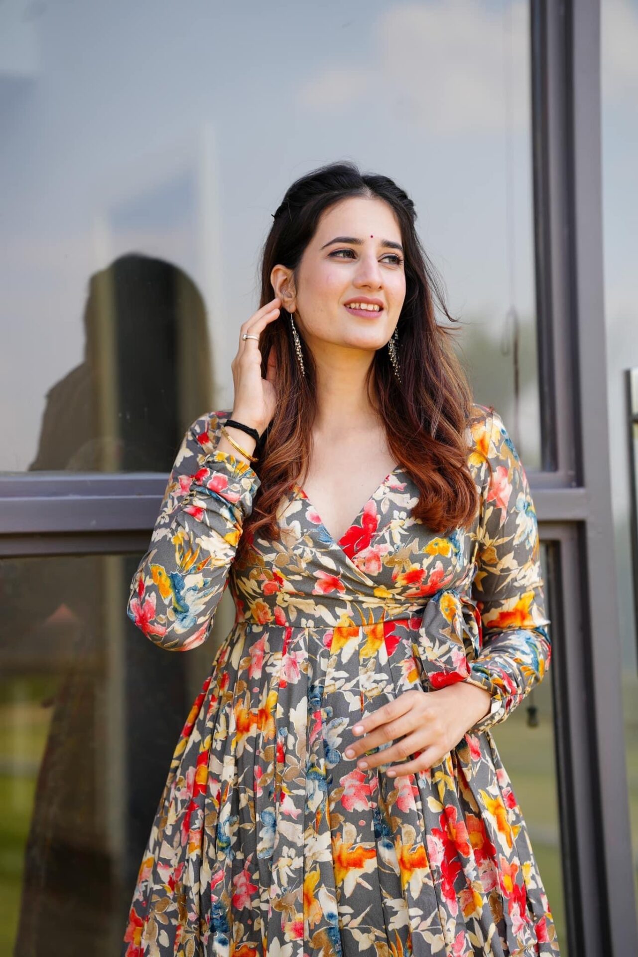 sandhya grey floral suit set