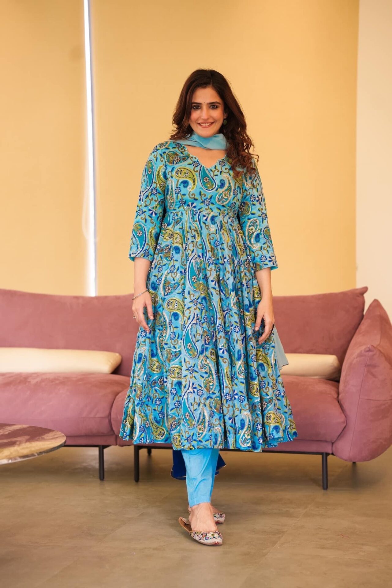 Raabta blue embroidered suit set