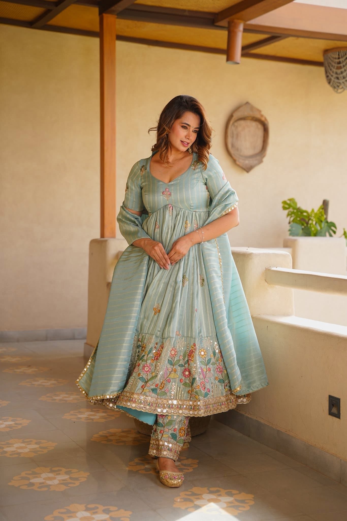 Avyaana Embroidered Anarkali Suit Set
