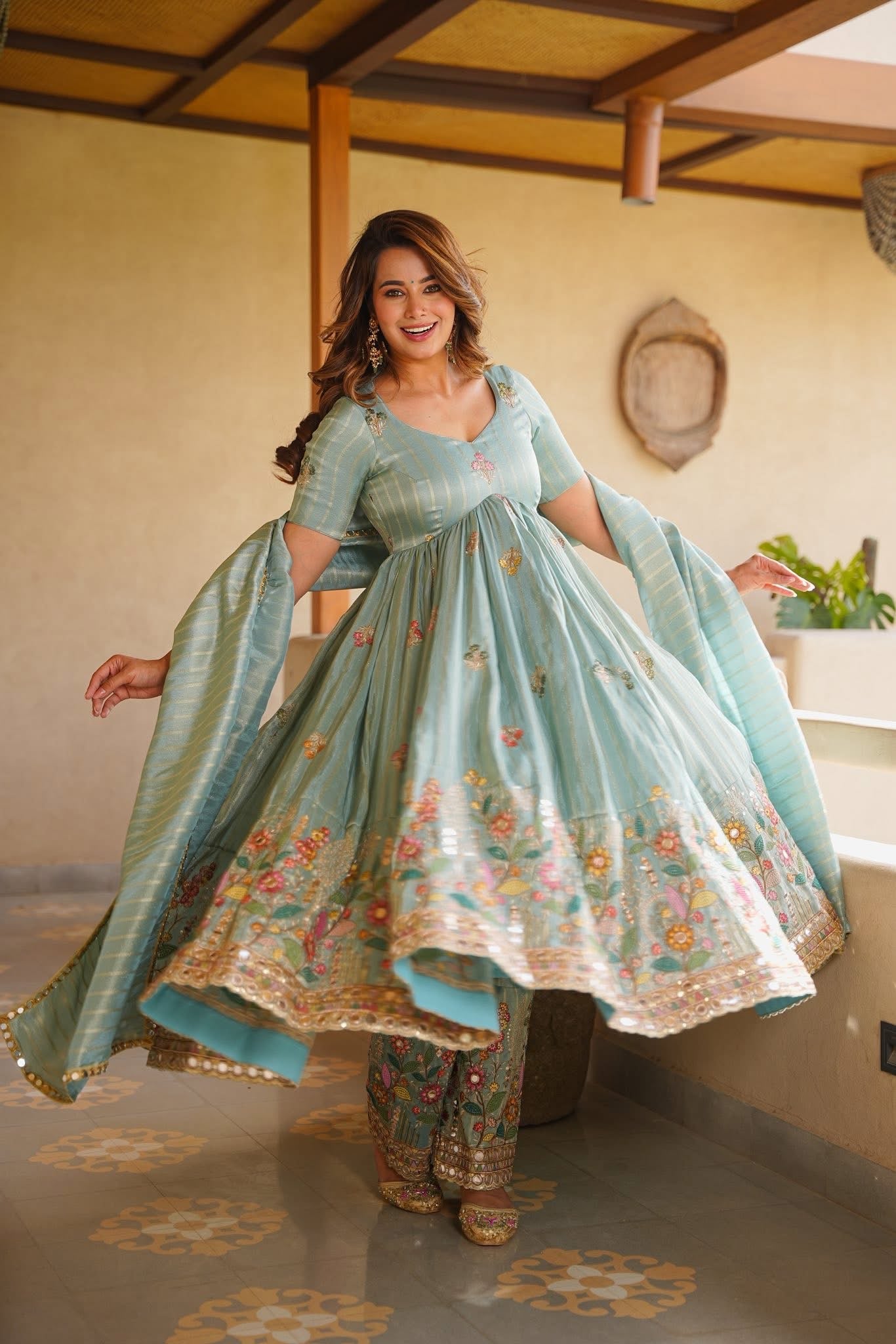 Avyaana Embroidered Anarkali Suit Set