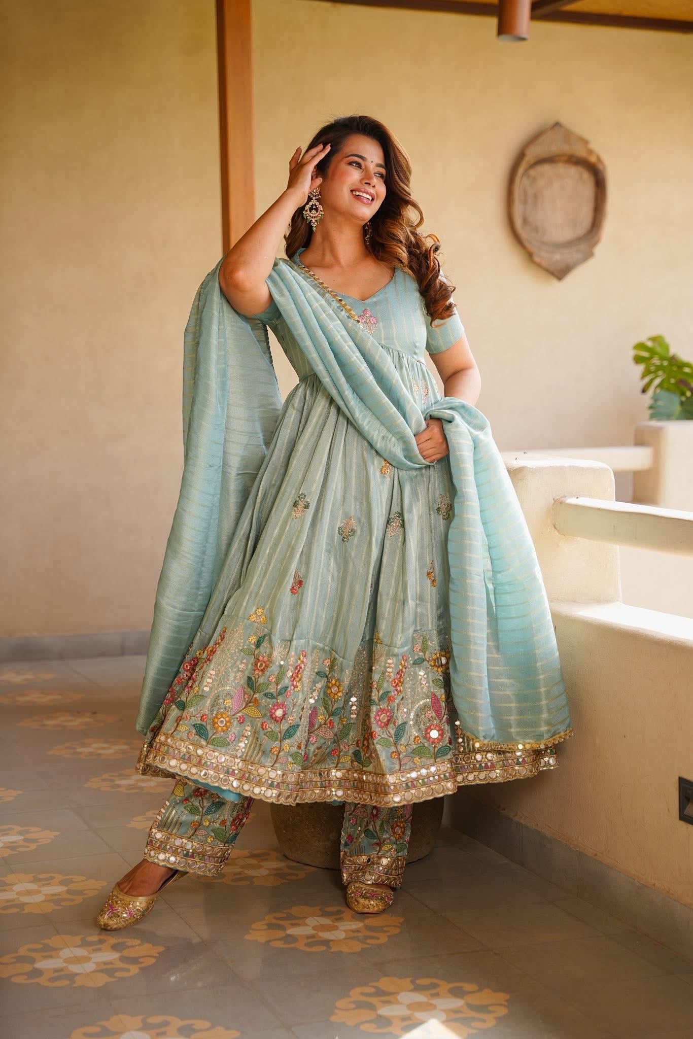 Avyaana Embroidered Anarkali Suit Set