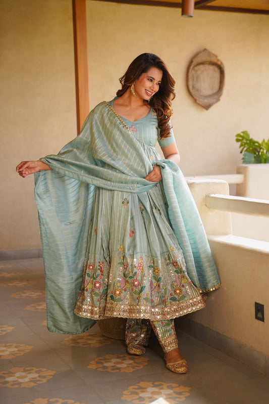 Avyaana Embroidered Anarkali Suit Set