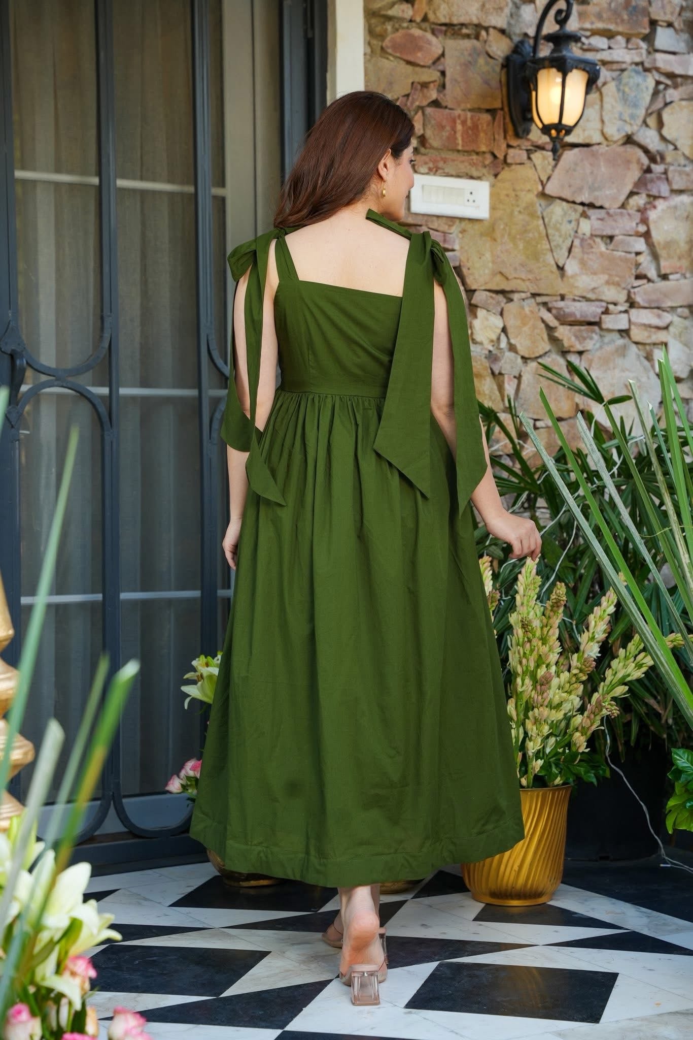 Buy Viridian Green Bow Dress Online in India | Idaho Clothing Buy Viridian Green Bow Dress Online in India | Idaho Clothing