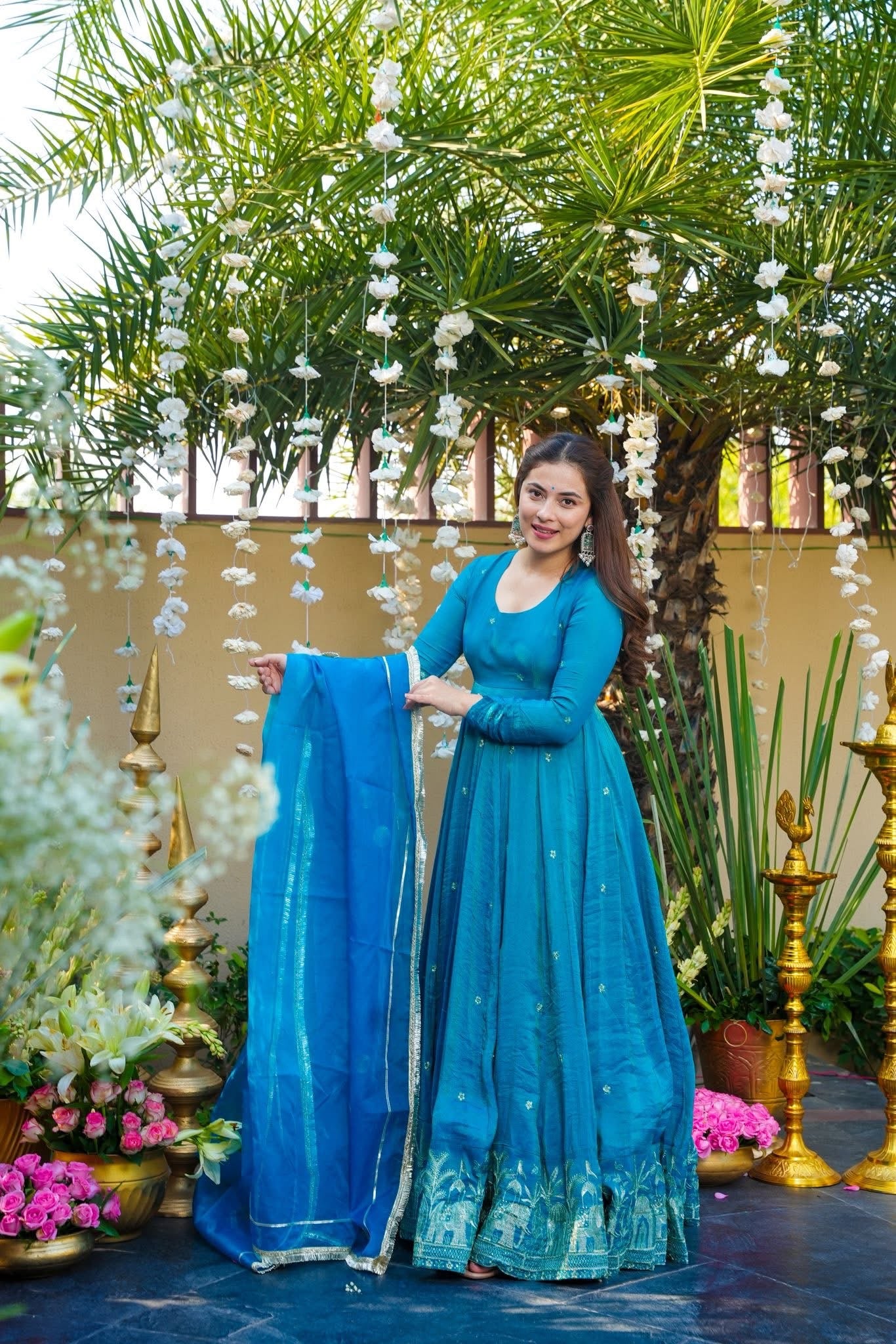 Merlune Blue Tissue Shimmer Maxi Set