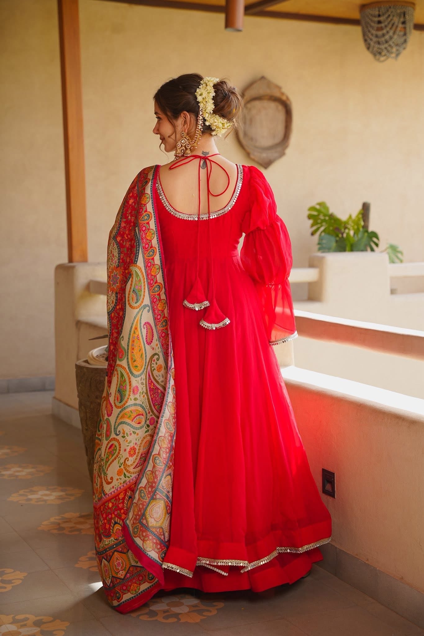 Ruhvika Red Organza Anarkali Suit Set