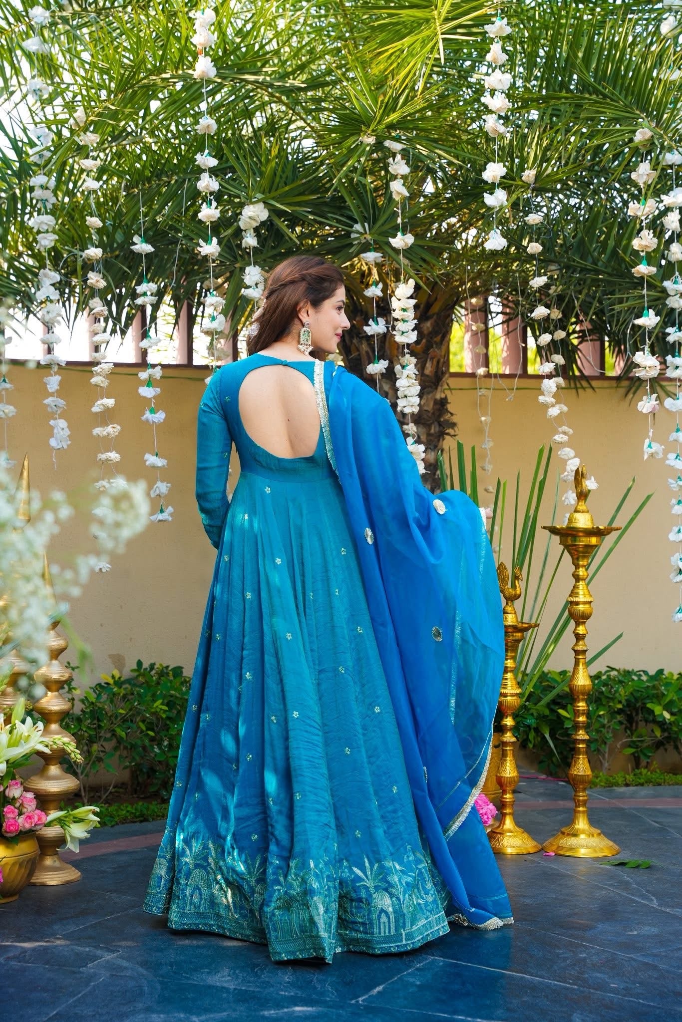 Merlune Blue Tissue Shimmer Maxi Set