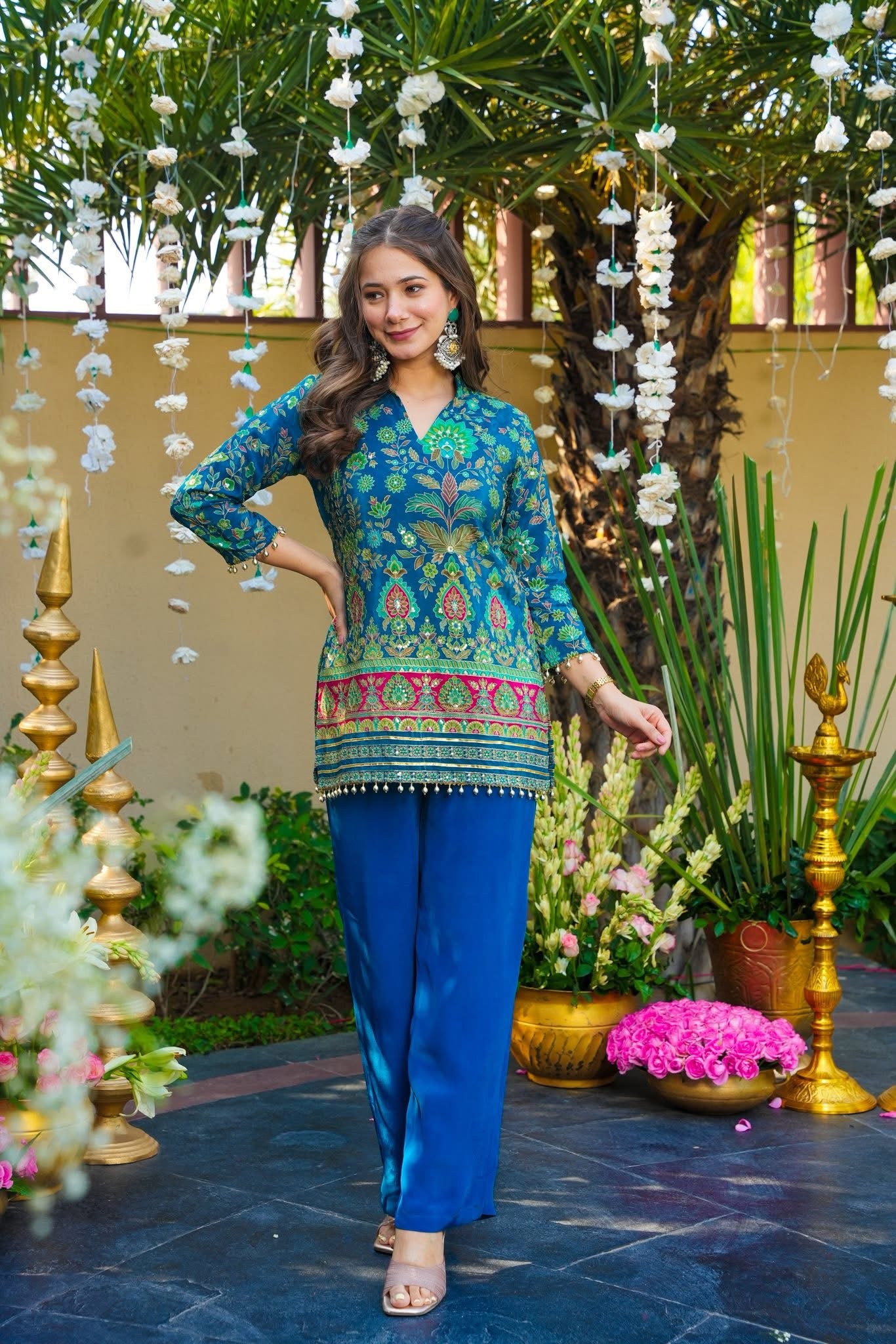 Bluezareen Heavy Embroidered Co-ord Set