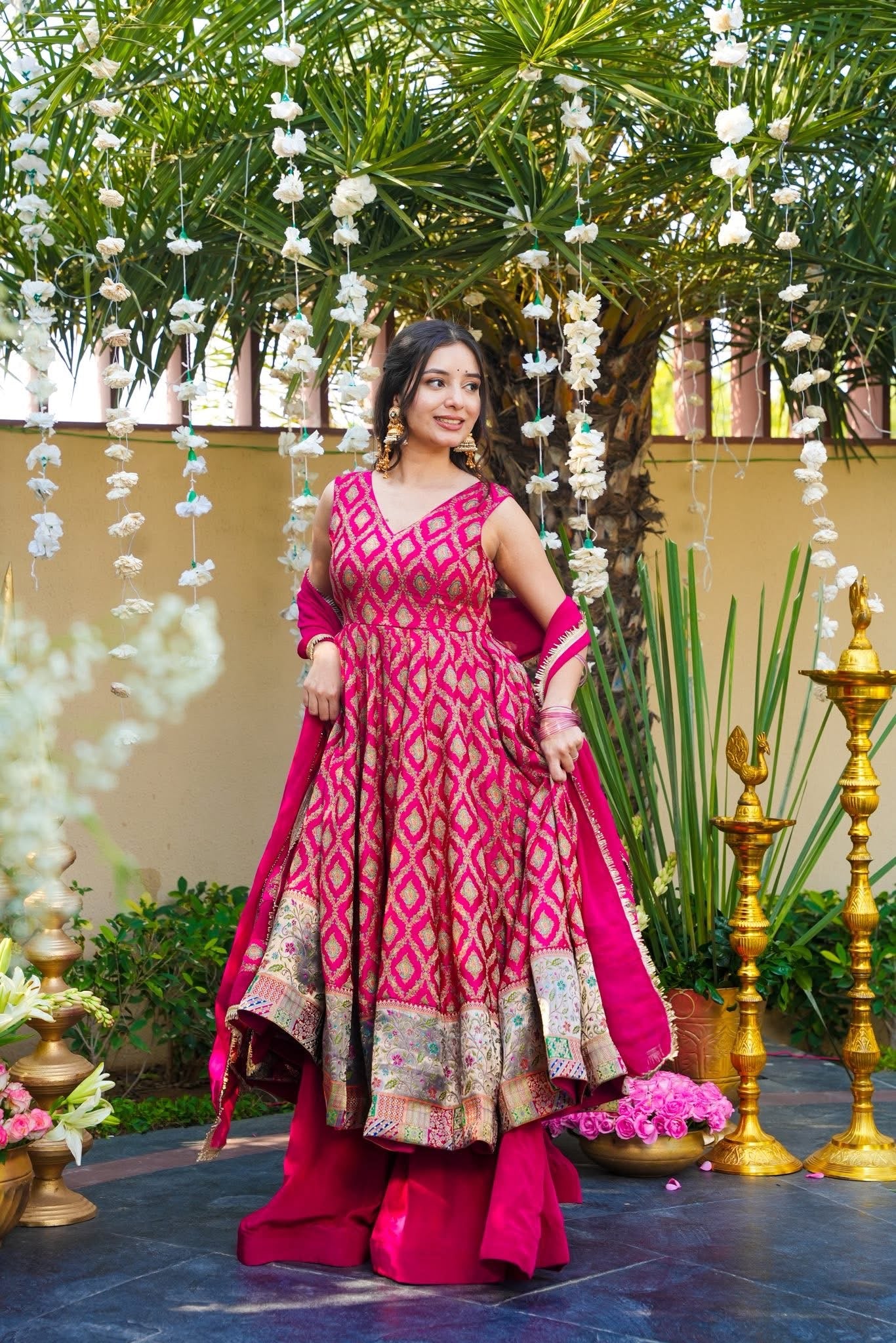 Tifli Pink Banarasi Silk Suit Set