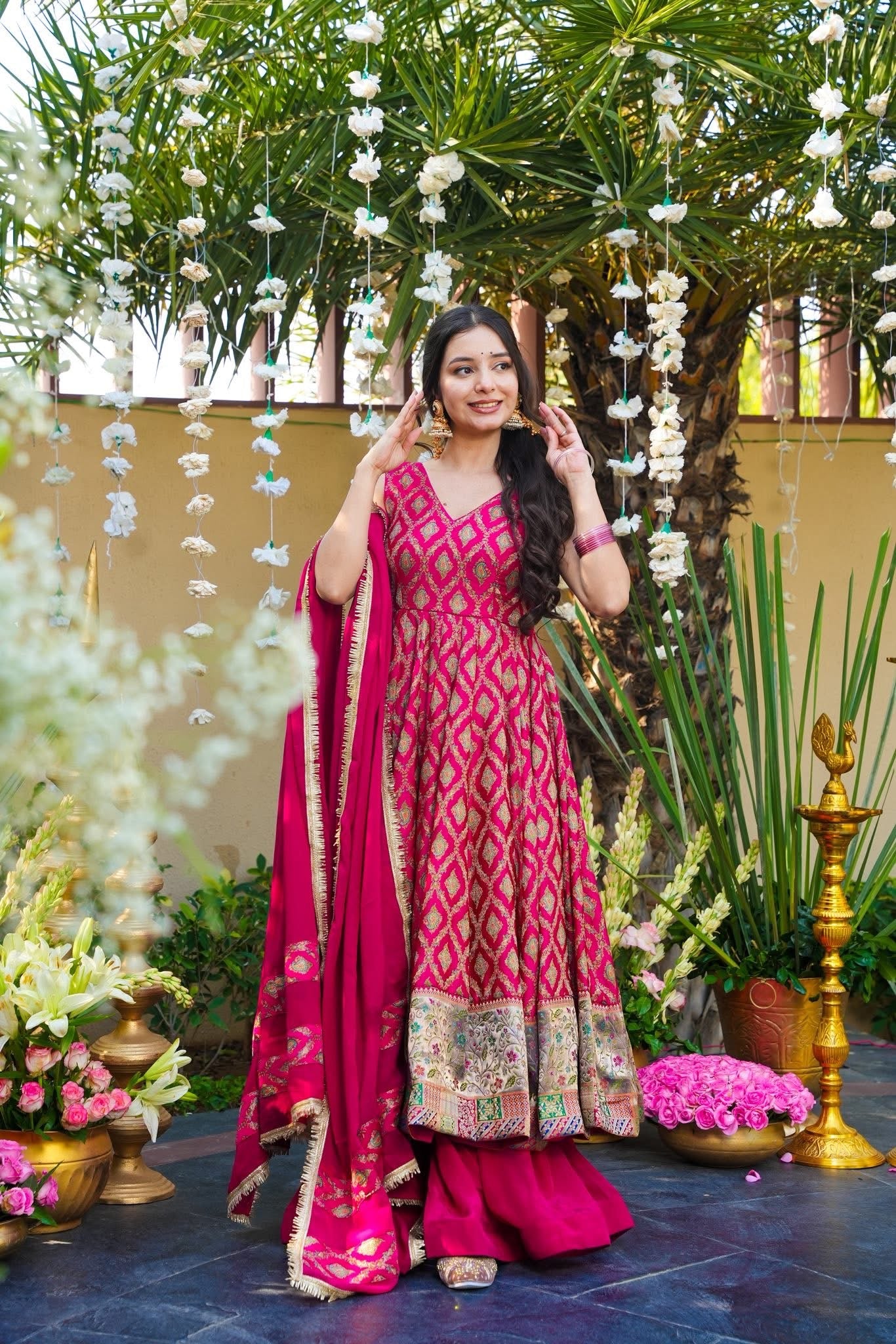 Tifli Pink Banarasi Silk Suit Set
