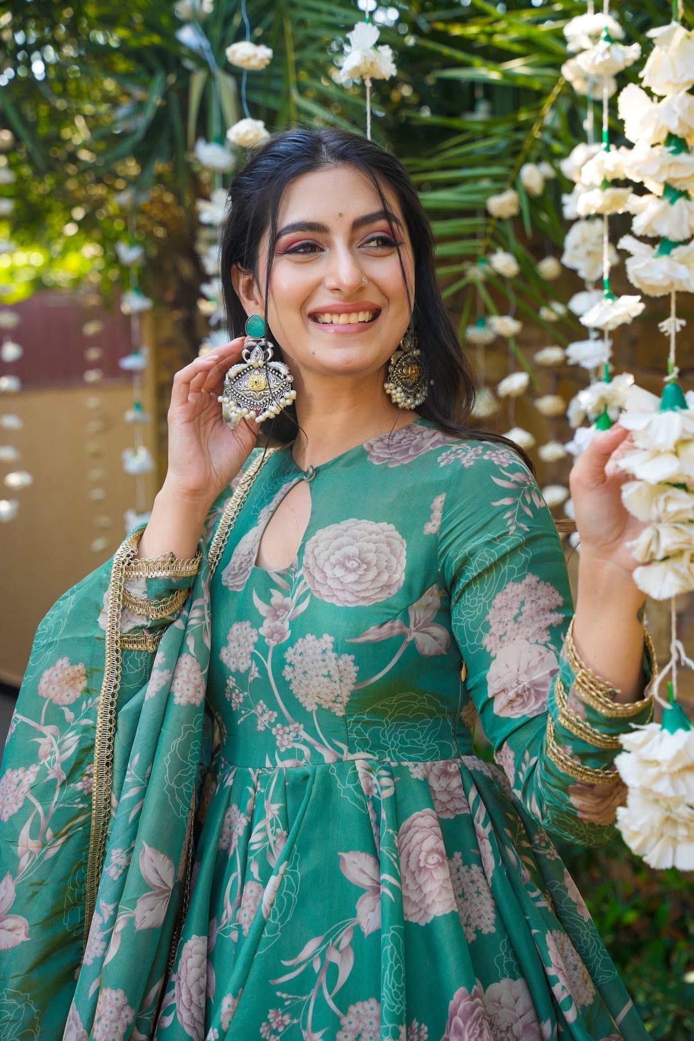Petalbud Green Sharara Set