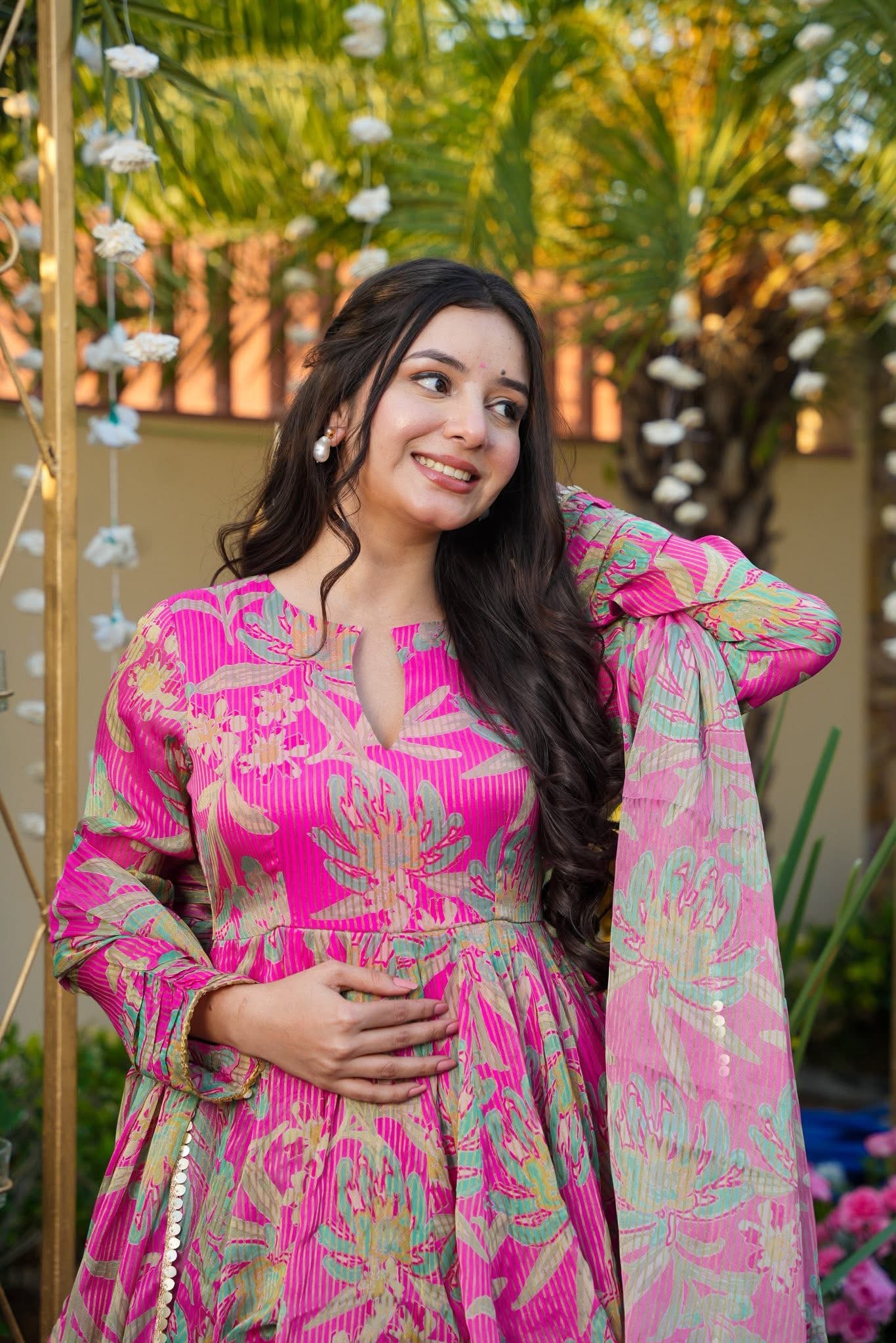 Petaline Pink Cosmos Sharara Set