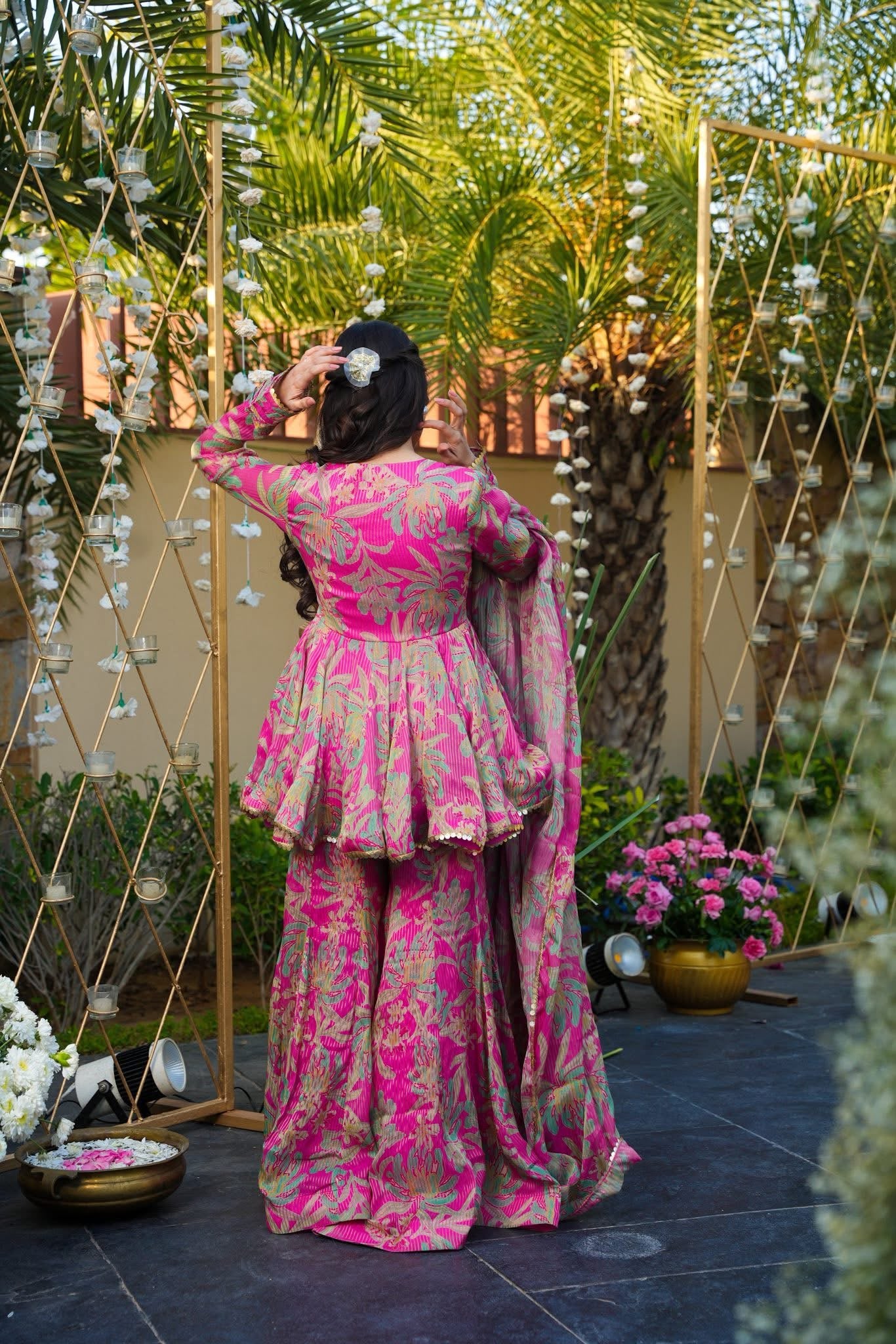 Petaline Pink Cosmos Sharara Set